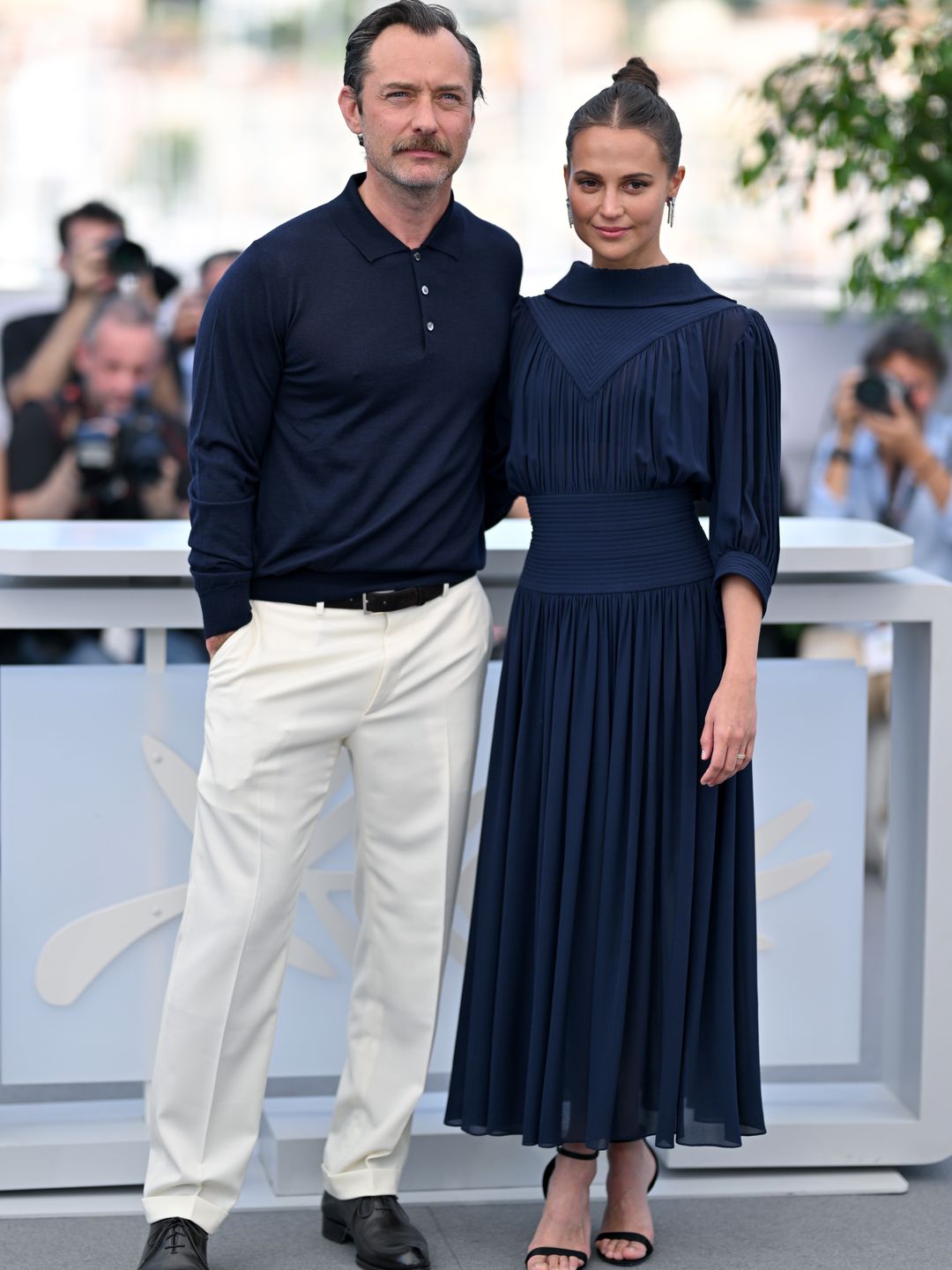Jude Law and Alicia Vikander at the Cannes photocall for Firebrand