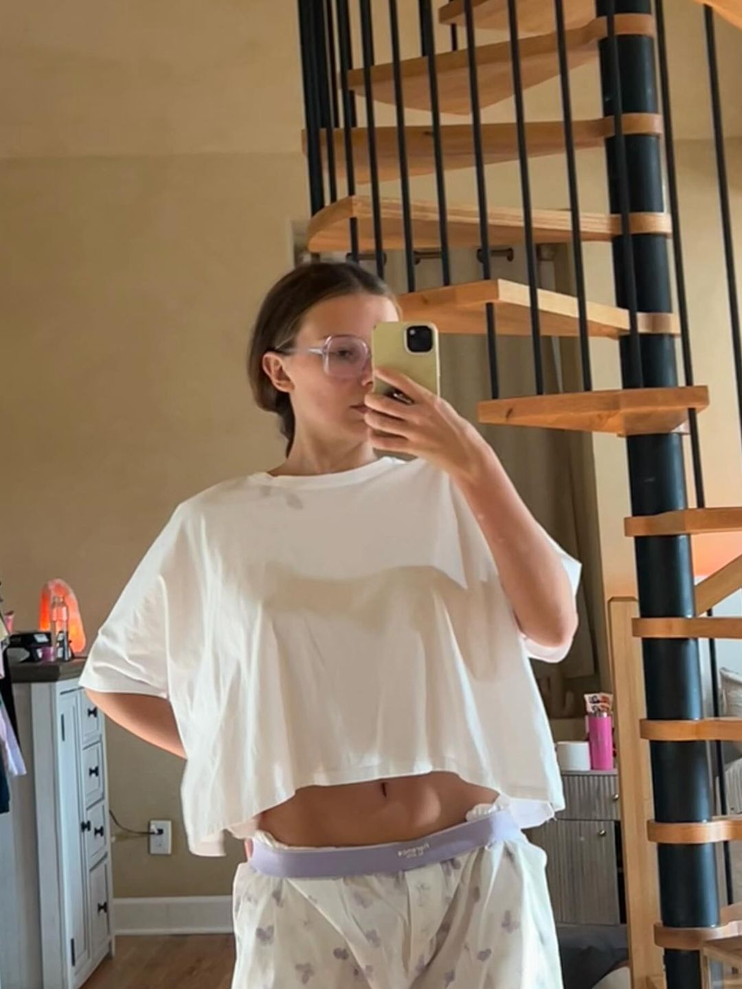Millie Bobby Brown shares a mirror selfie of herself in pyjamas