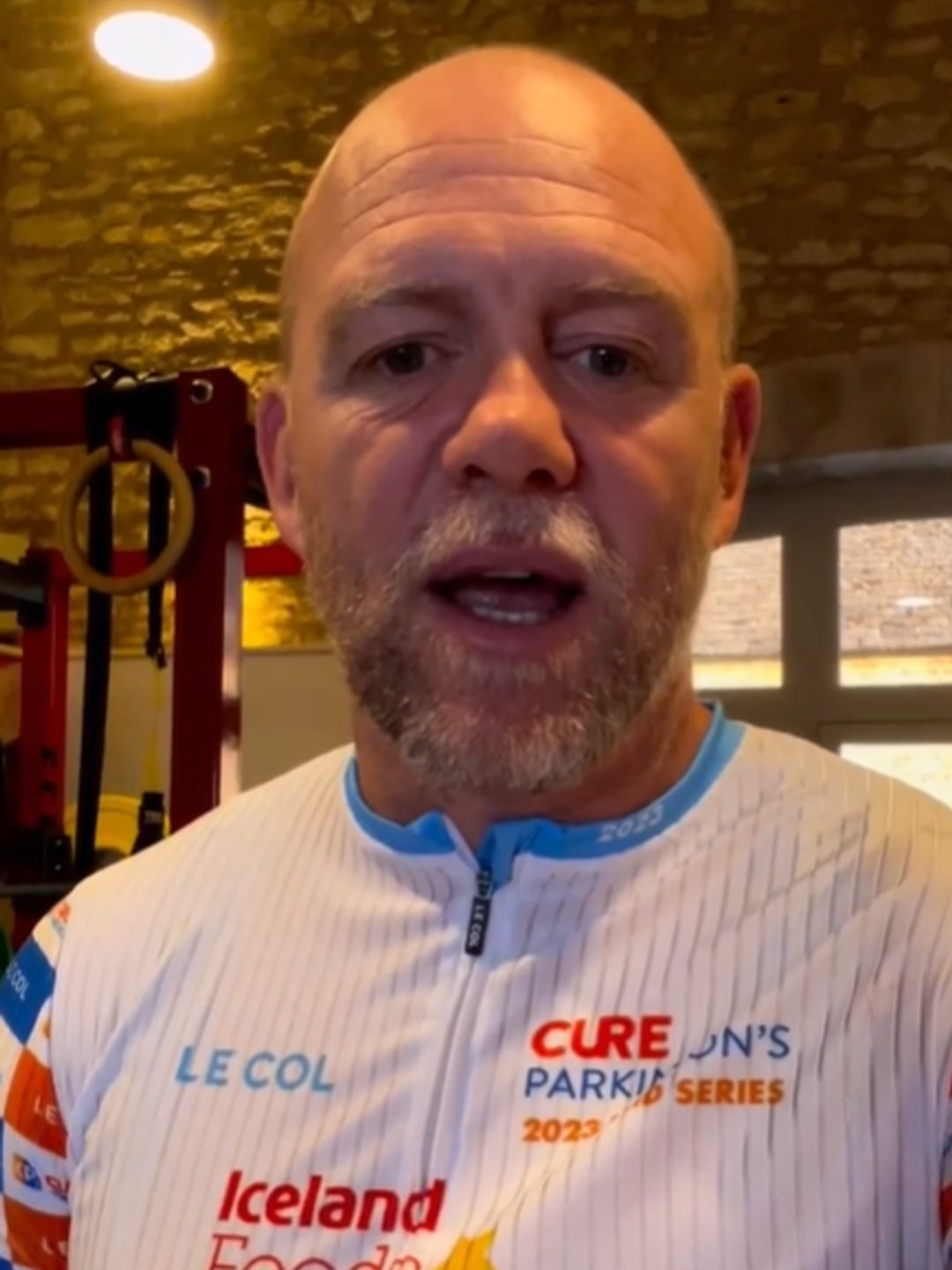 Mike Tindall filmed a video inside their at-home gym