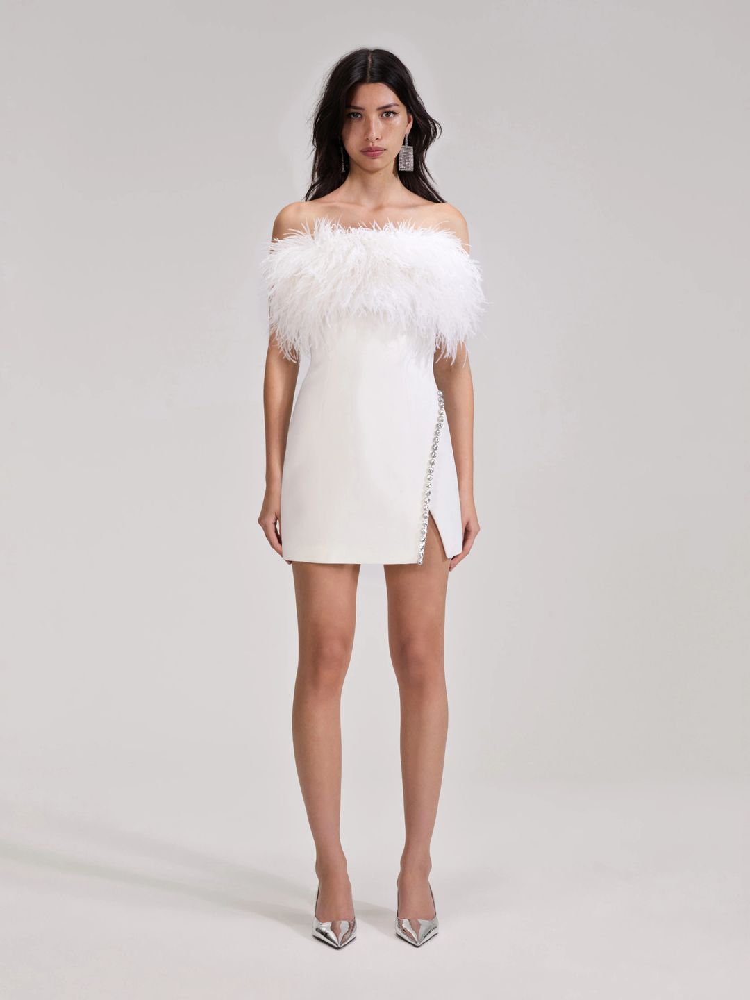 White Feather Mini Dress - Self Portrait