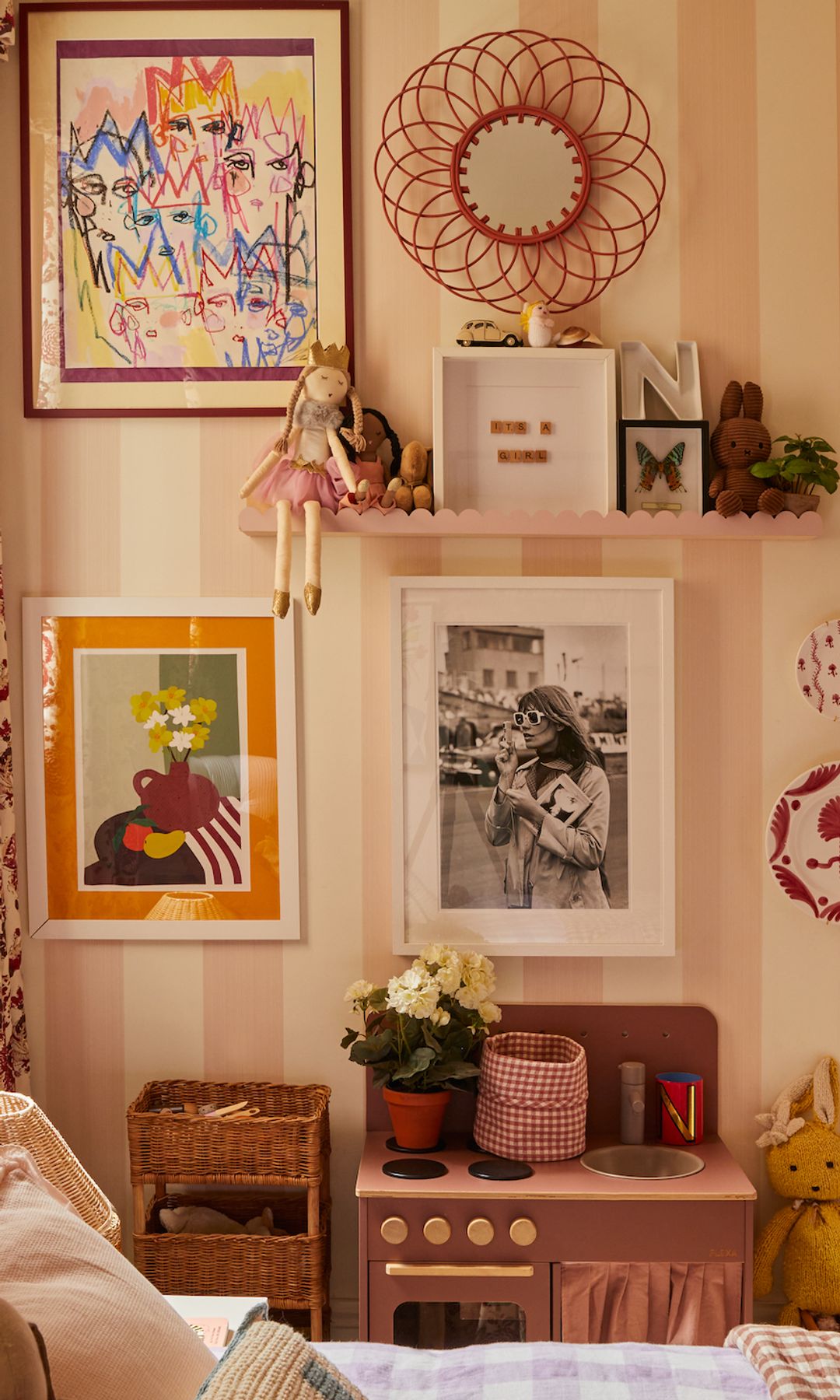 Stripes are a dominant theme throughout the house