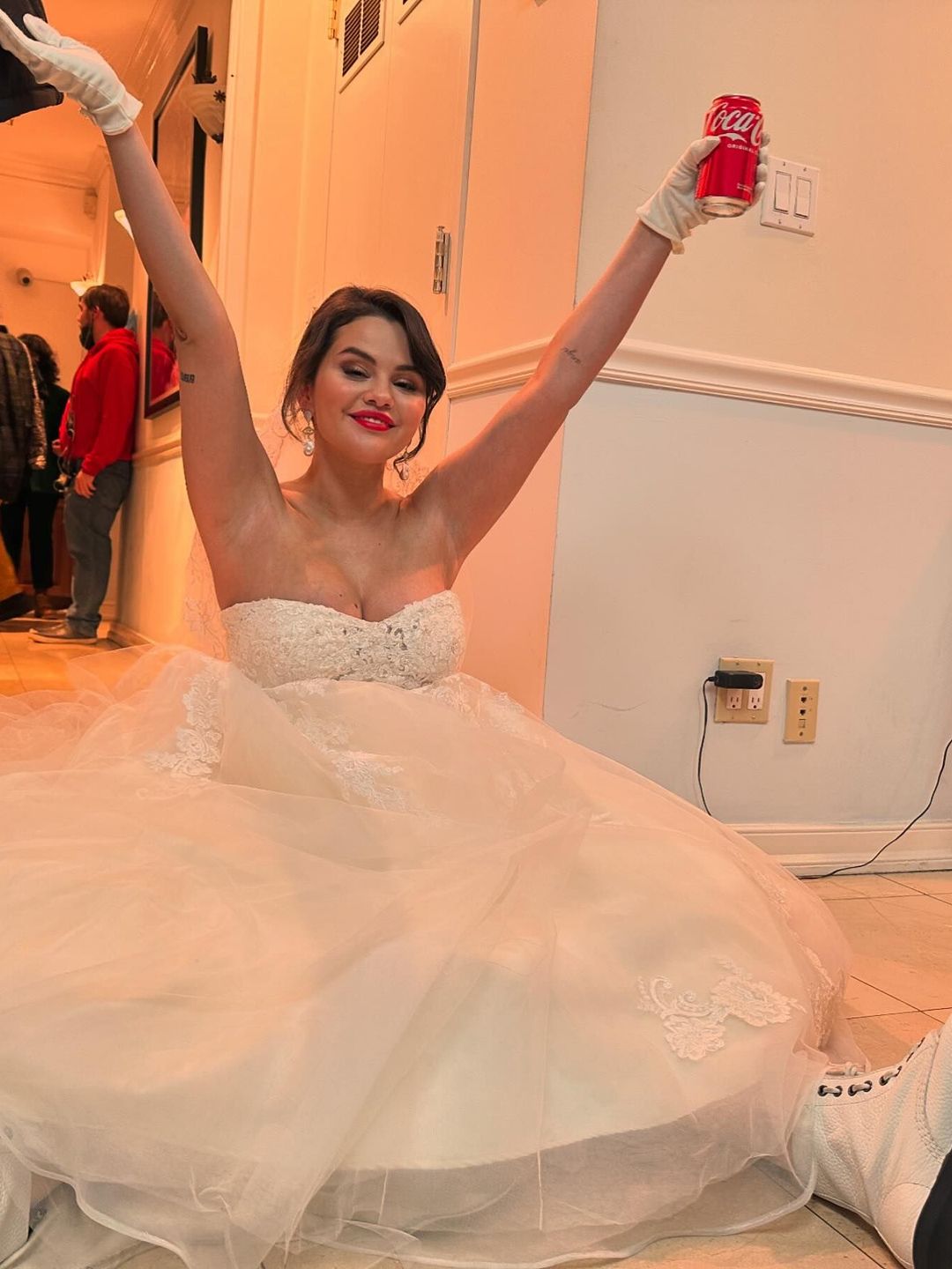 Selena Gomez shares an image of herself in a wedding dress 