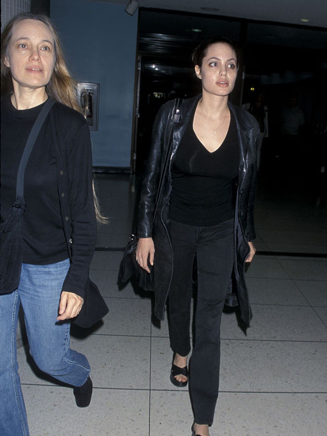 Angelina Jolie walking with mom Marcheline Bertrand