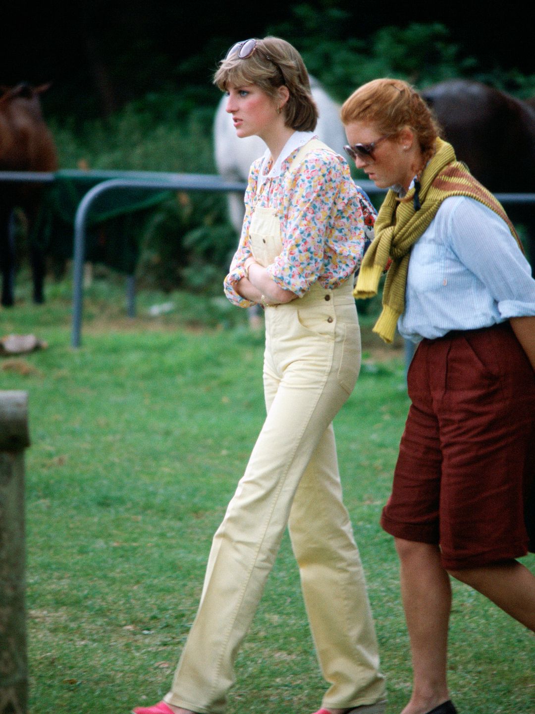 Princess Diana walking with Sarah Ferguson