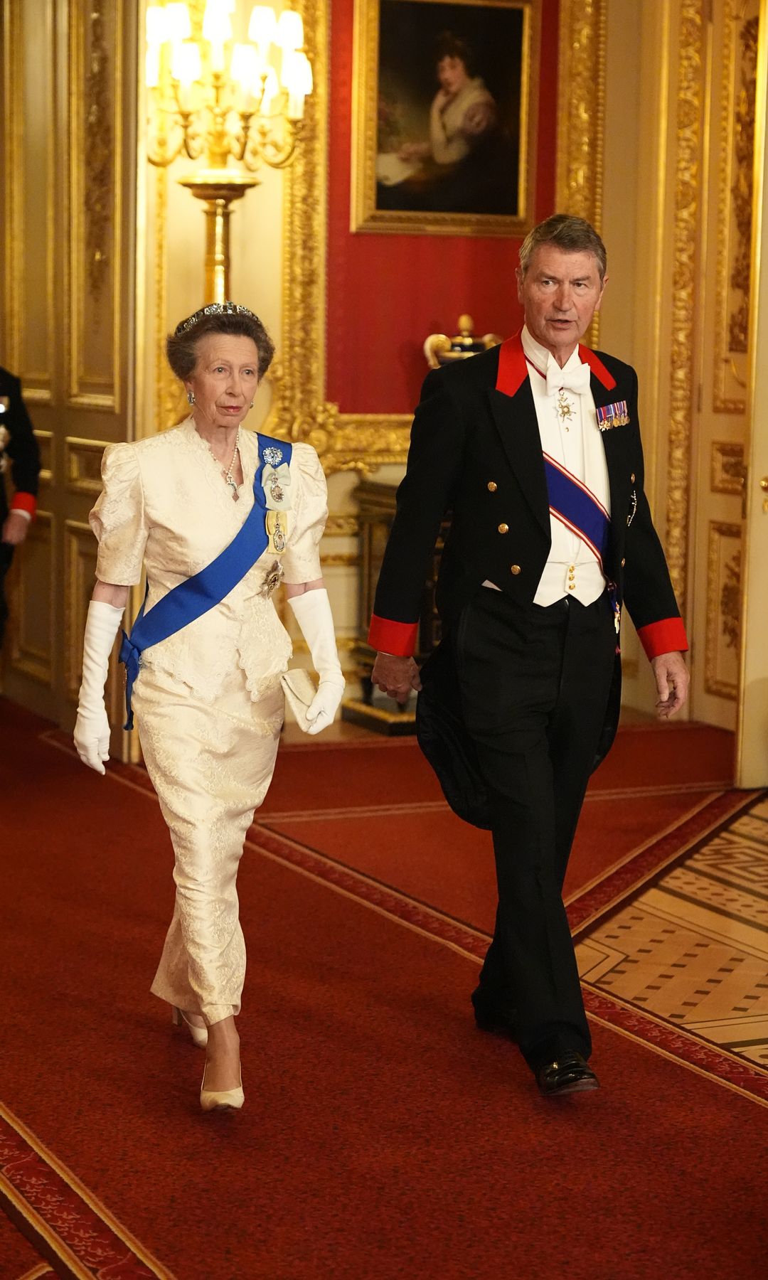 Princess Anne walking with Timothy Laurence