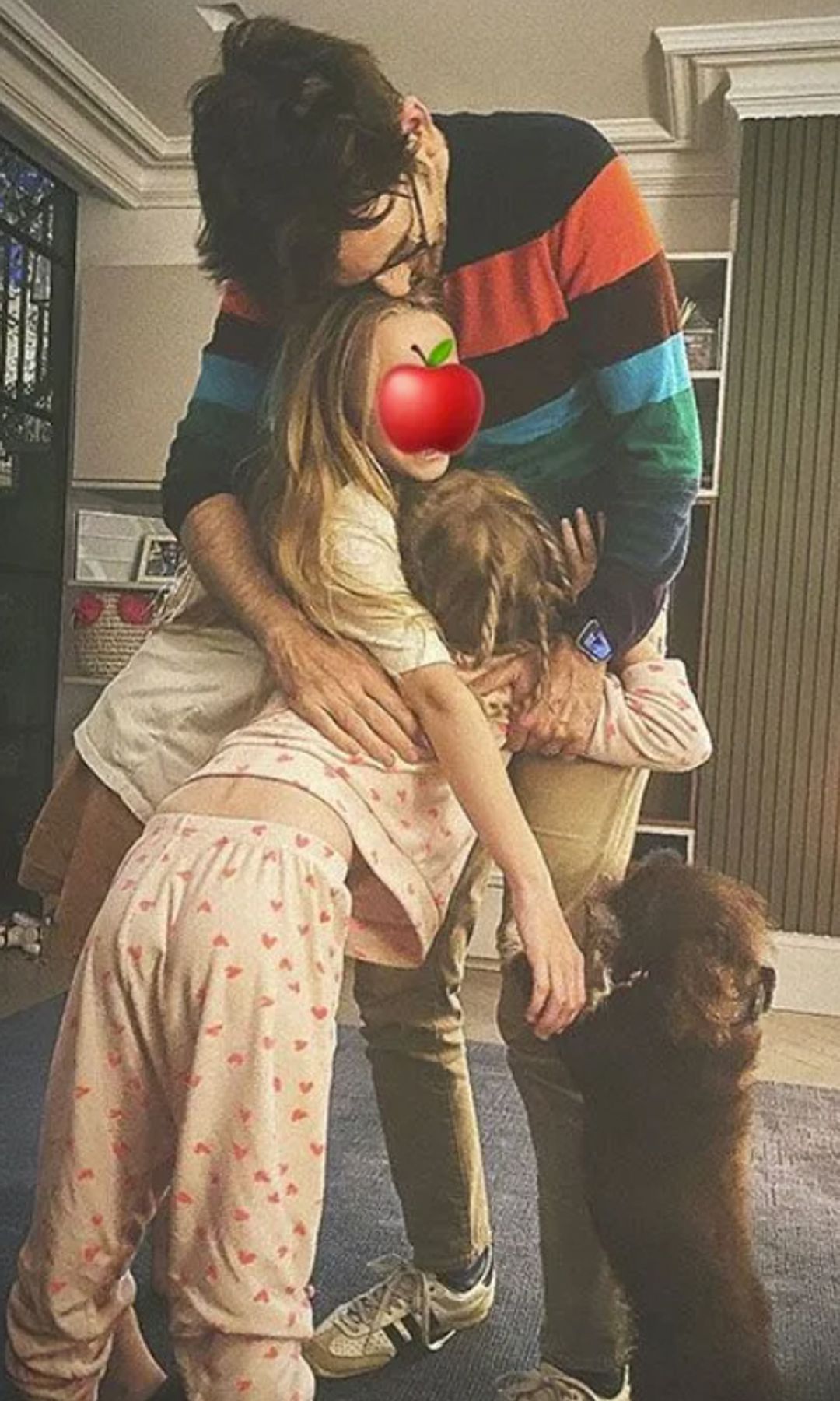 David Tennant hugging two of his children