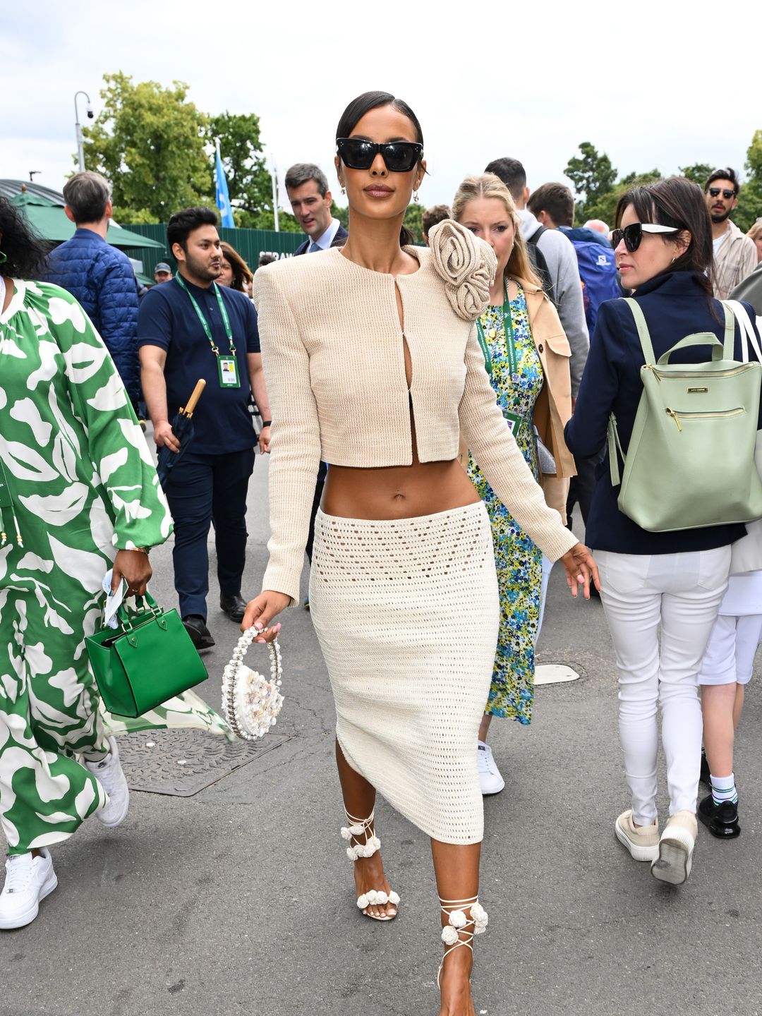 Maya Jama attended day thirteen of the Wimbledon Tennis Championships in crochet