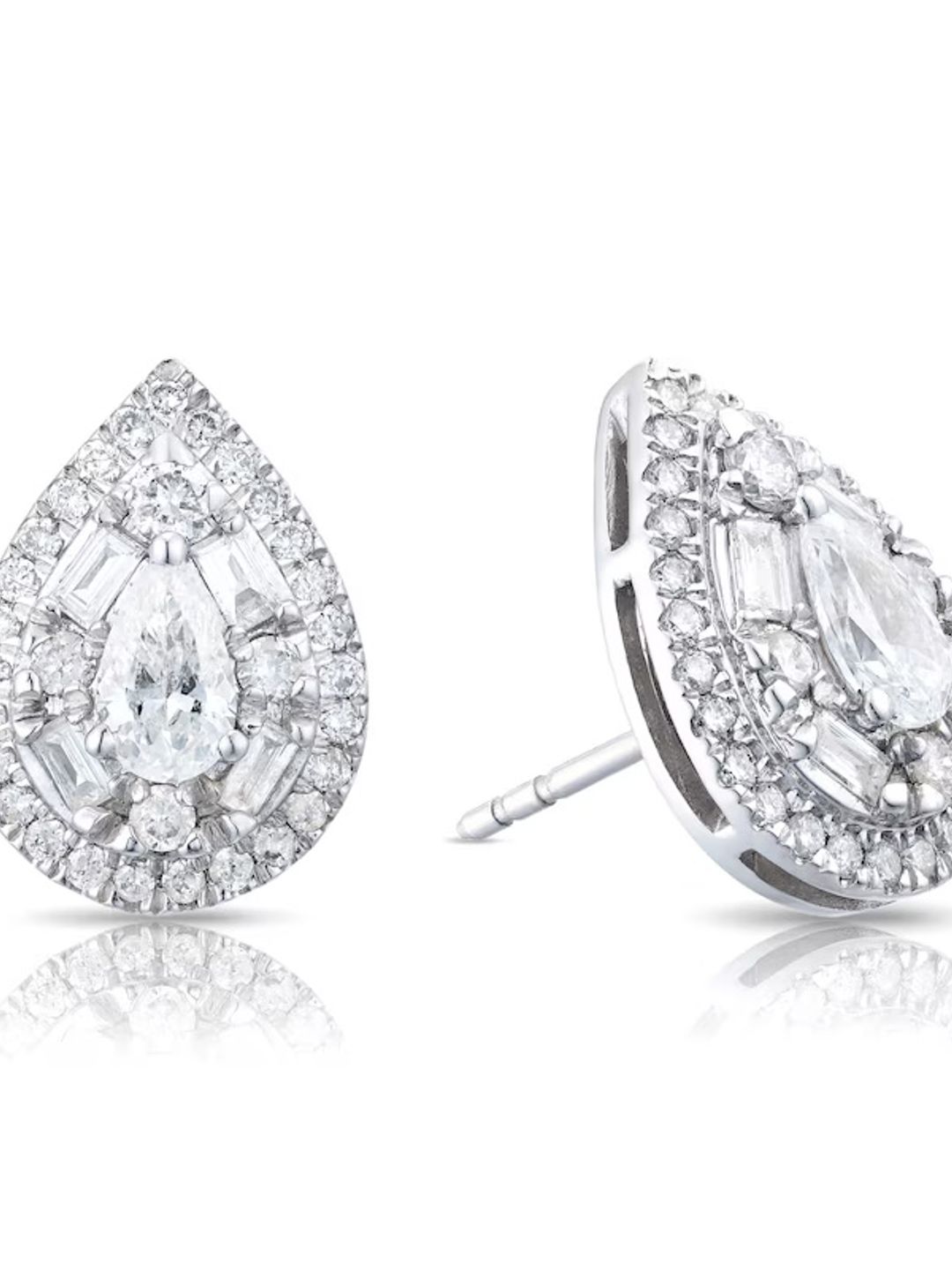 Platinum 1ct Diamond Pear Cluster Stud Earrings