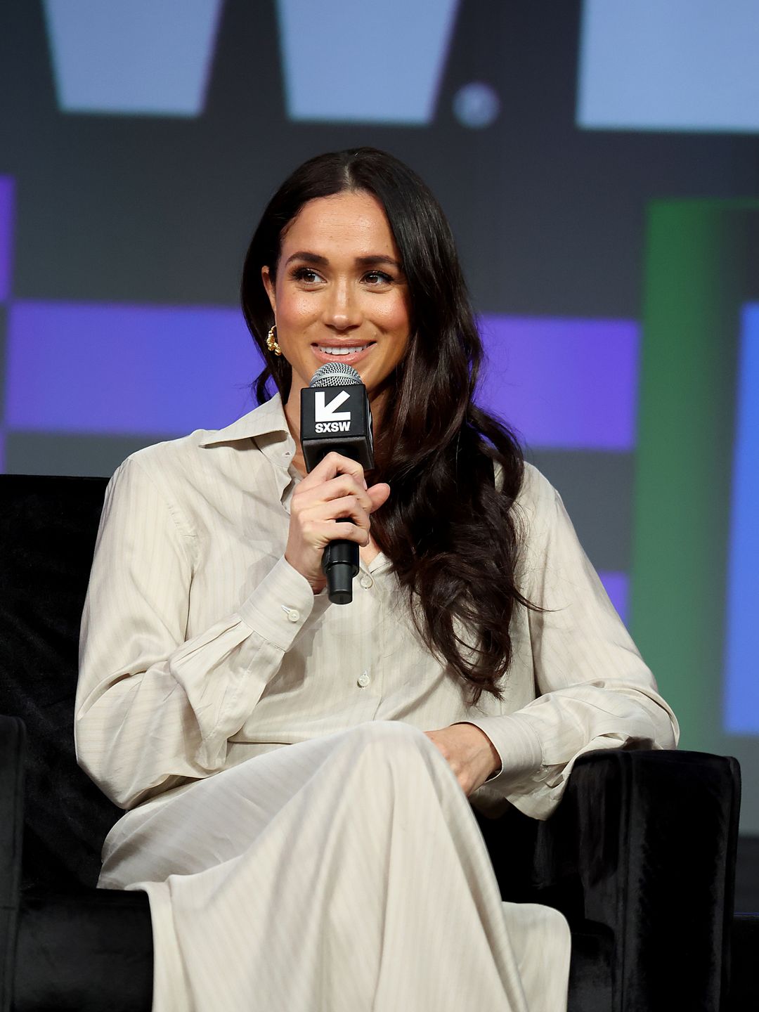  Meghan, Duchess of Sussex speaks onstage during the Breaking Barriers, Shaping Narratives: How Women Lead On and Off the Screen panel during the 2024 SXSW Conference and Festival at Austin Convention Center on March 08, 2024 in Austin, Texas