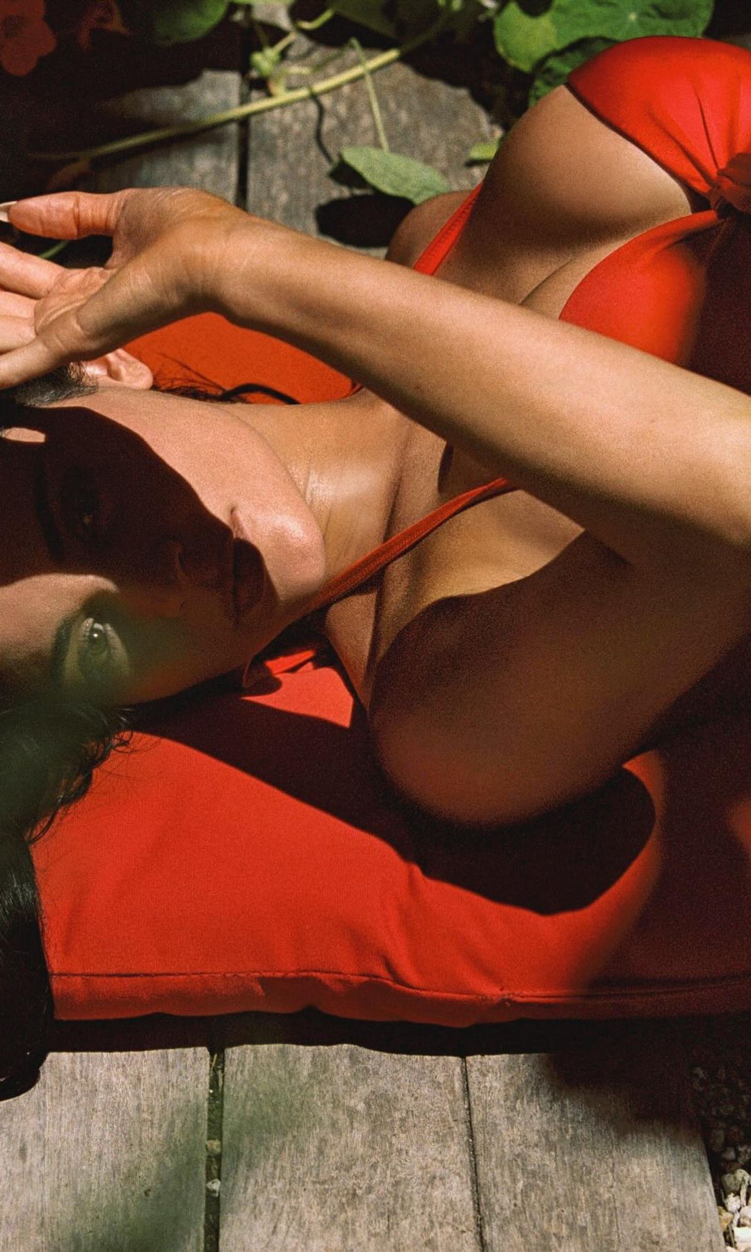 Kylie Jenner poses in a red bikini in the sun