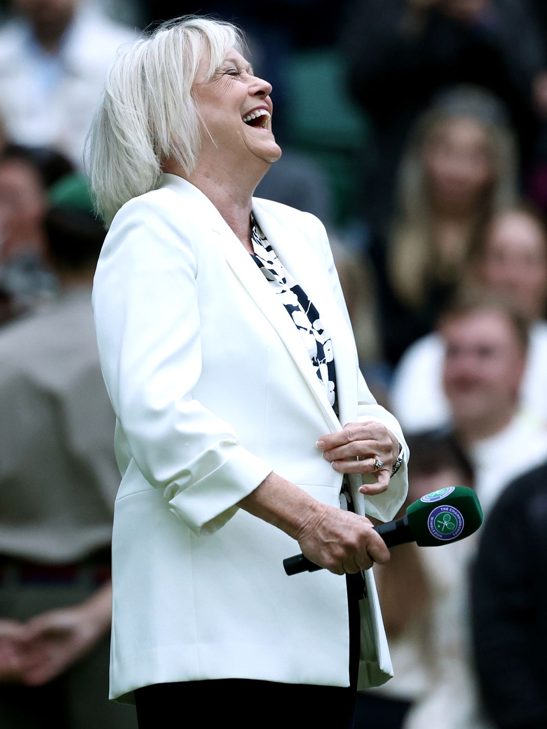 Sue Barker laughing