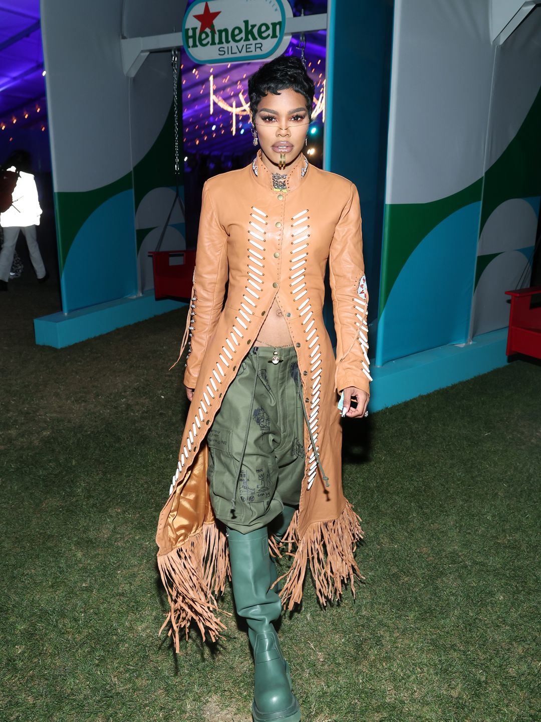 COACHELLA, CALIFORNIA - APRIL 14: Teyana Taylor stops by the Heineken House at the 2023 Coachella Valley Music and Arts Festival on April 14, 2023 in Indio, California. (Photo by Phillip Faraone/Getty Images for Heineken)