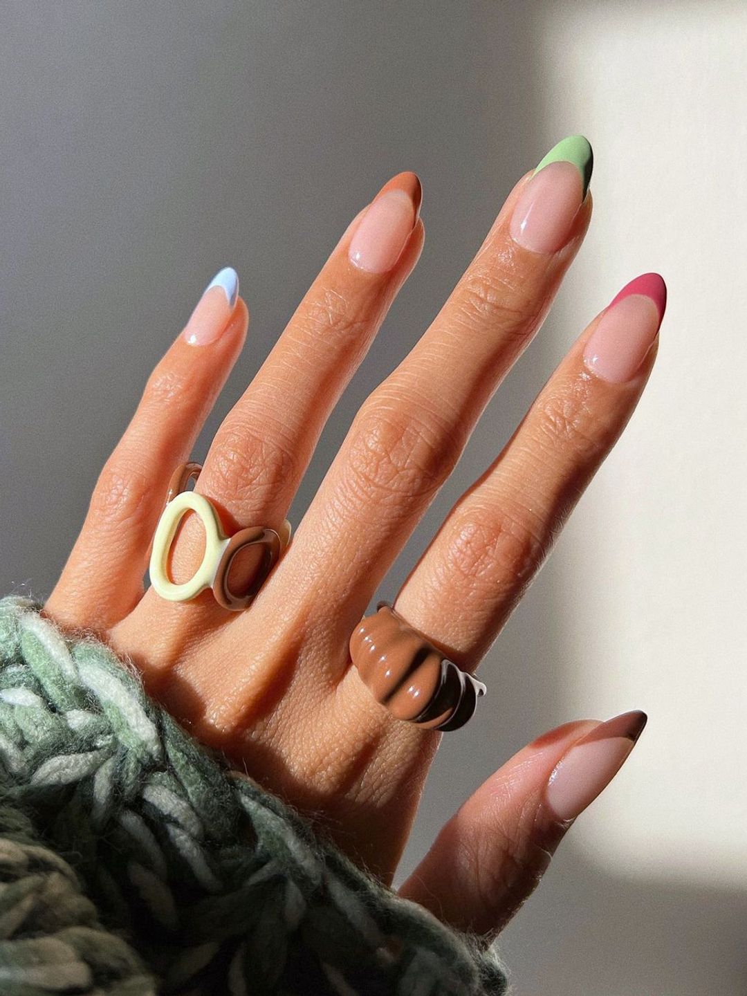 Oval pastel French manicure by @overglowedit