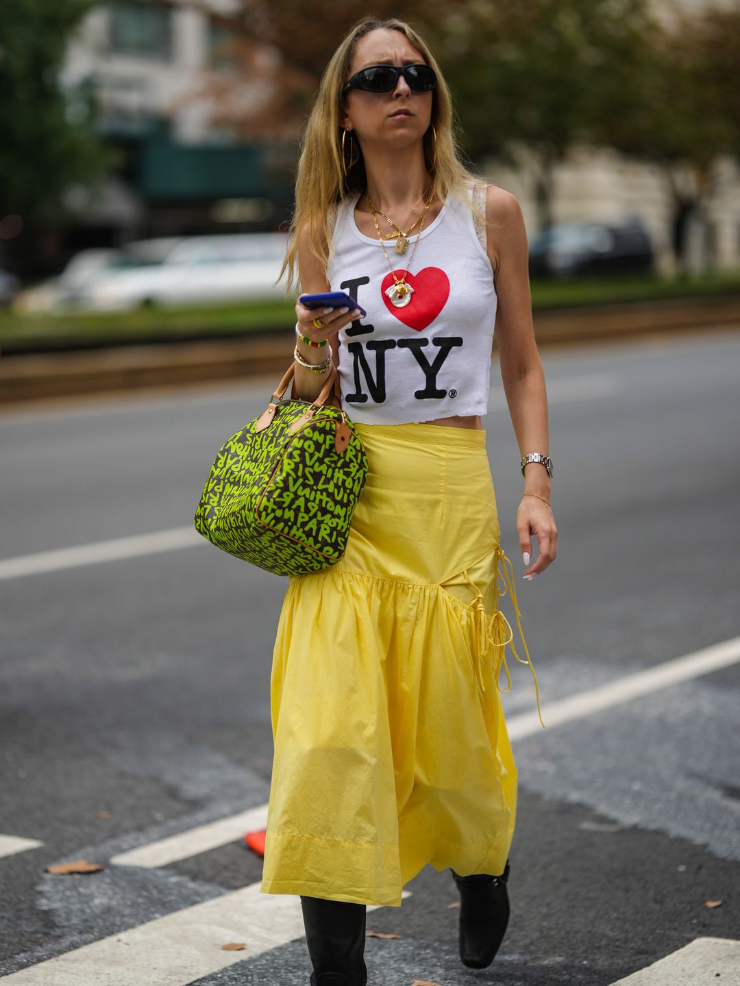 With an "I Love NY" slogan print tank that reflects my totally senseless desire to move to America