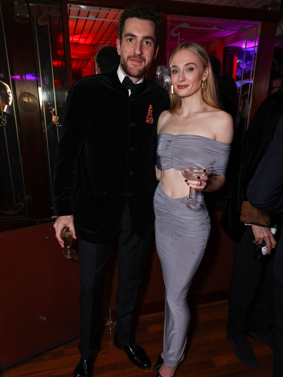 LONDON, ENGLAND - FEBRUARY 10: Peregrine Pearson and Sophie Turner attend Stanley Zhu's Year of Dragon Celebration at Dixie Queen on February 10, 2024 in London, England. (Photo by Dave Benett/Getty Images for Stanley Zhu)
