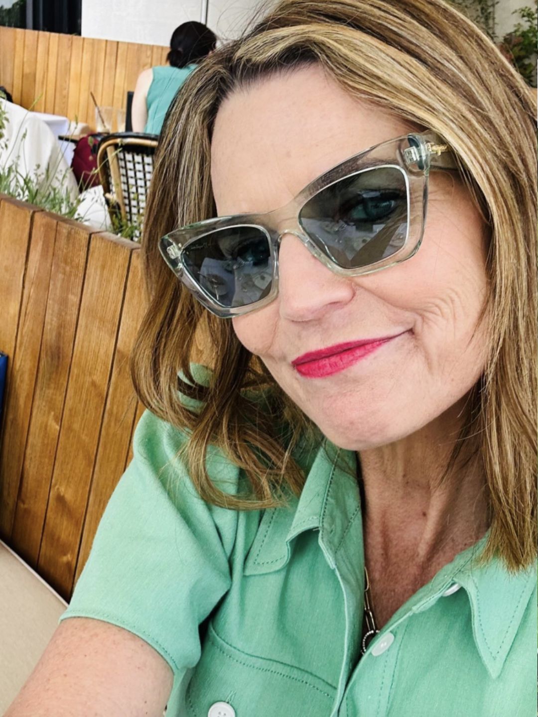 Savannah Guthrie smiling in a selife, wearing sunglasses