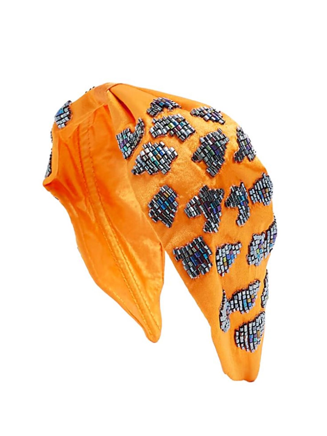 Orange Beaded Leopard Print Hairband – River Island