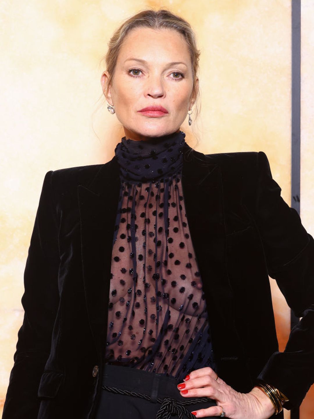 Kate Moss makes a statement with bold red nails at Saint Laurent Womenswear Fall/Winter show