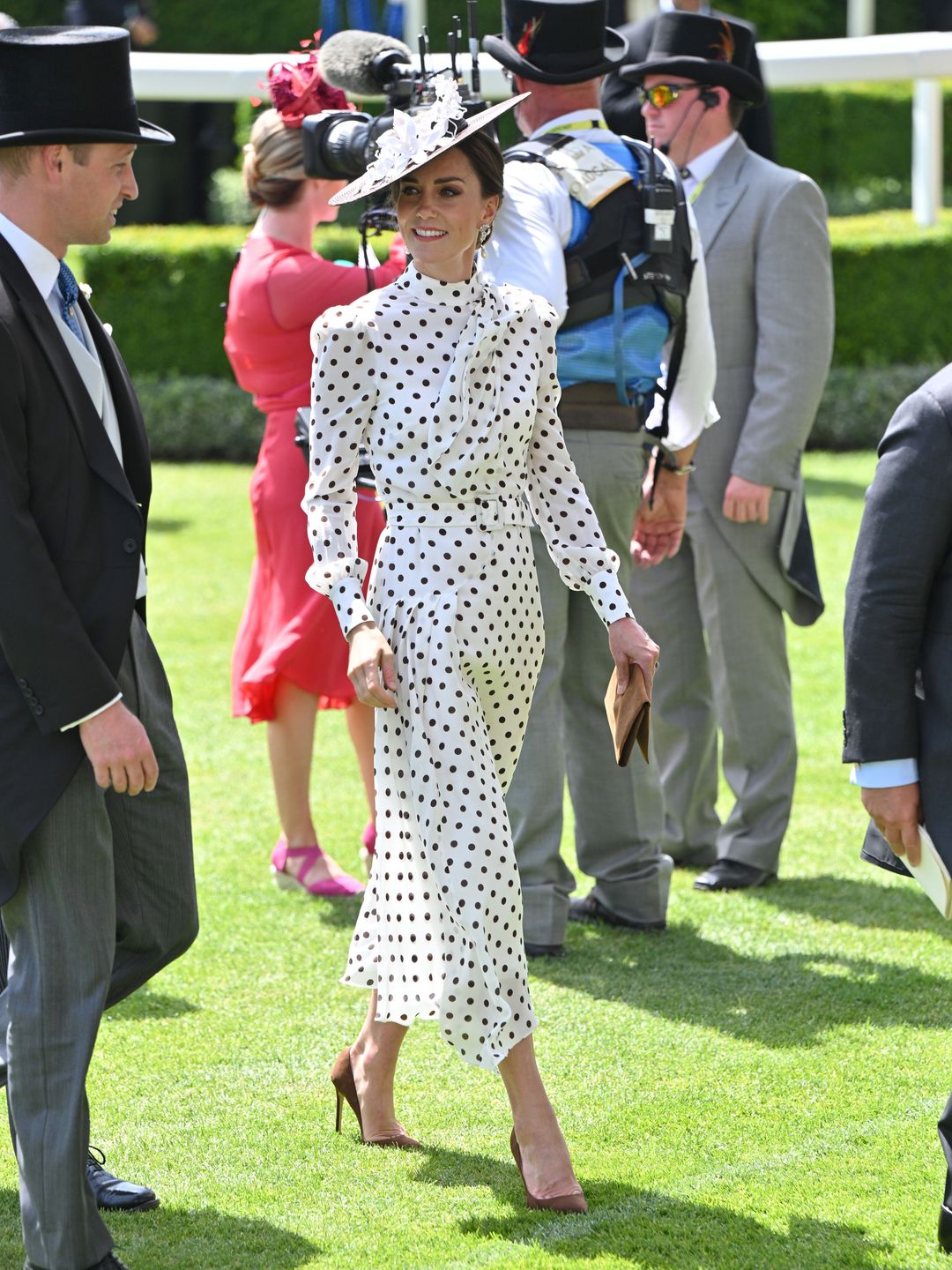 Kate Middleton wearing polka dot Alessandra Rich dress at Royal Ascot 2022