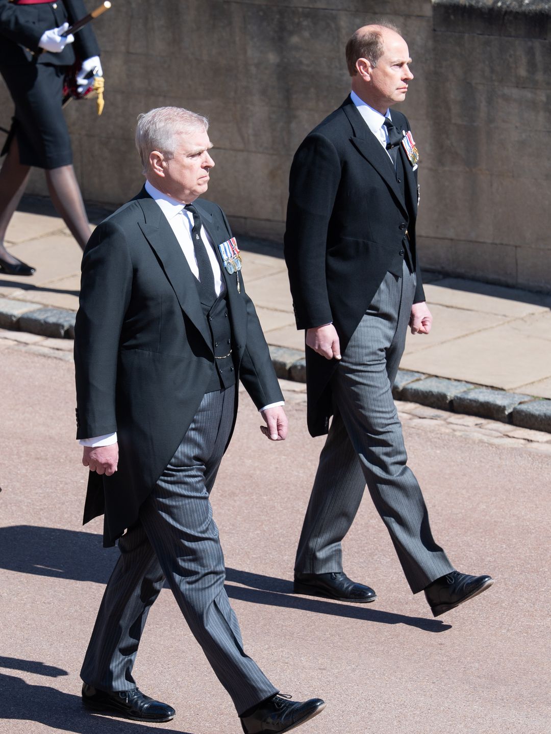 Prince Andrew and Prince Edward at Prince Philip's funeral