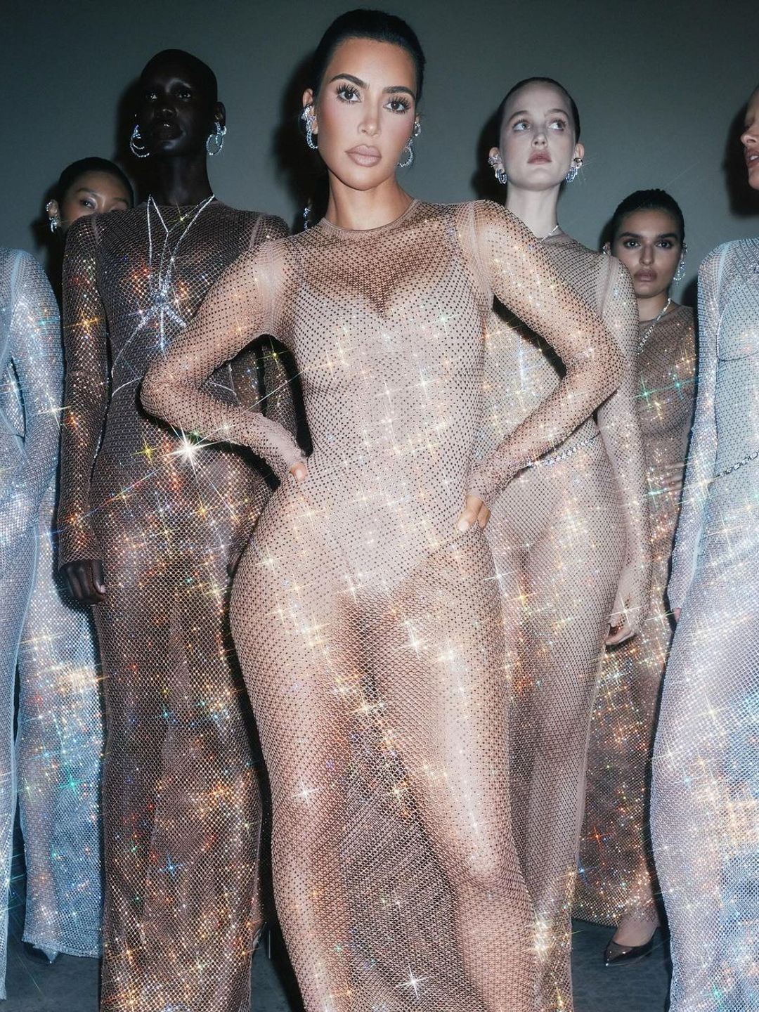 Kim Kardashian showcases her new crystal encrusted Skims range 