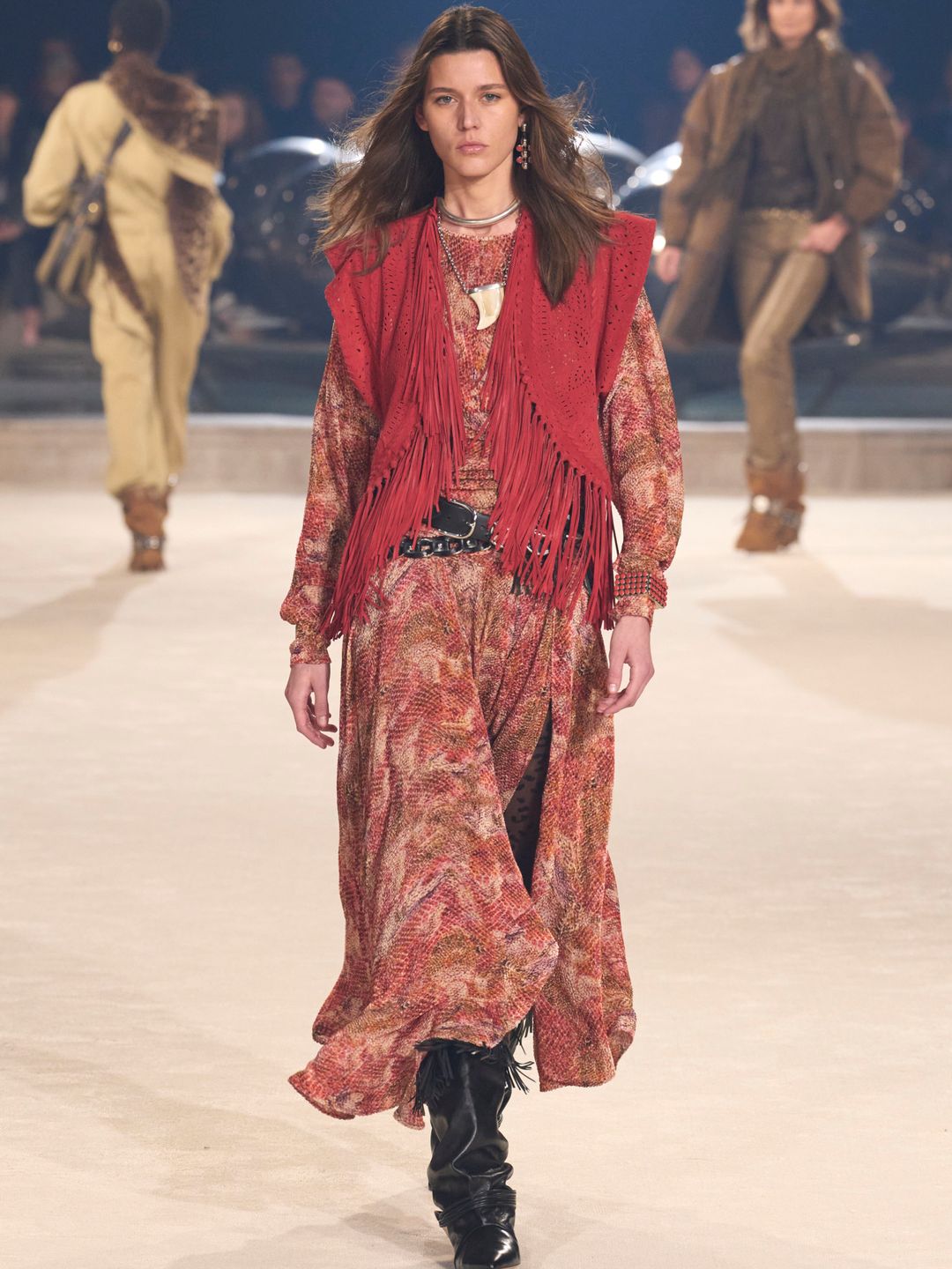 Isabel Marant opted for printed dresses and fringed finishes