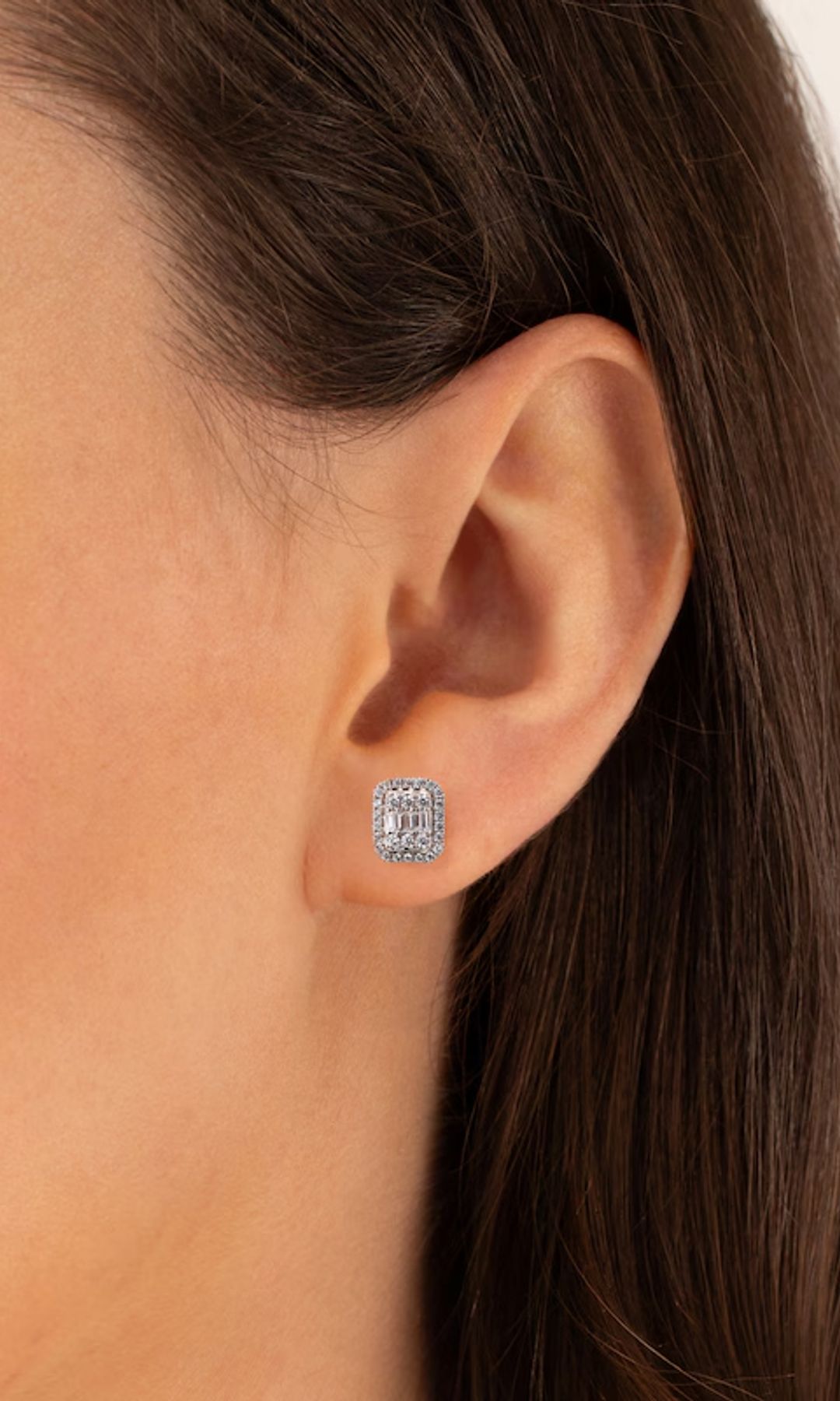 Platinum 0.50ct Diamond Total Cushion Cluster Stud Earrings
