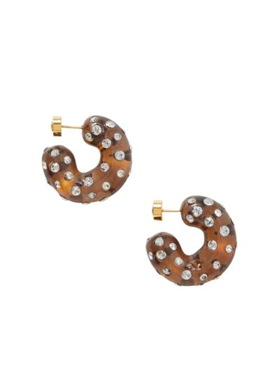 Oscar de la Renta Gold-tone, acetate and crystal hoop earrings