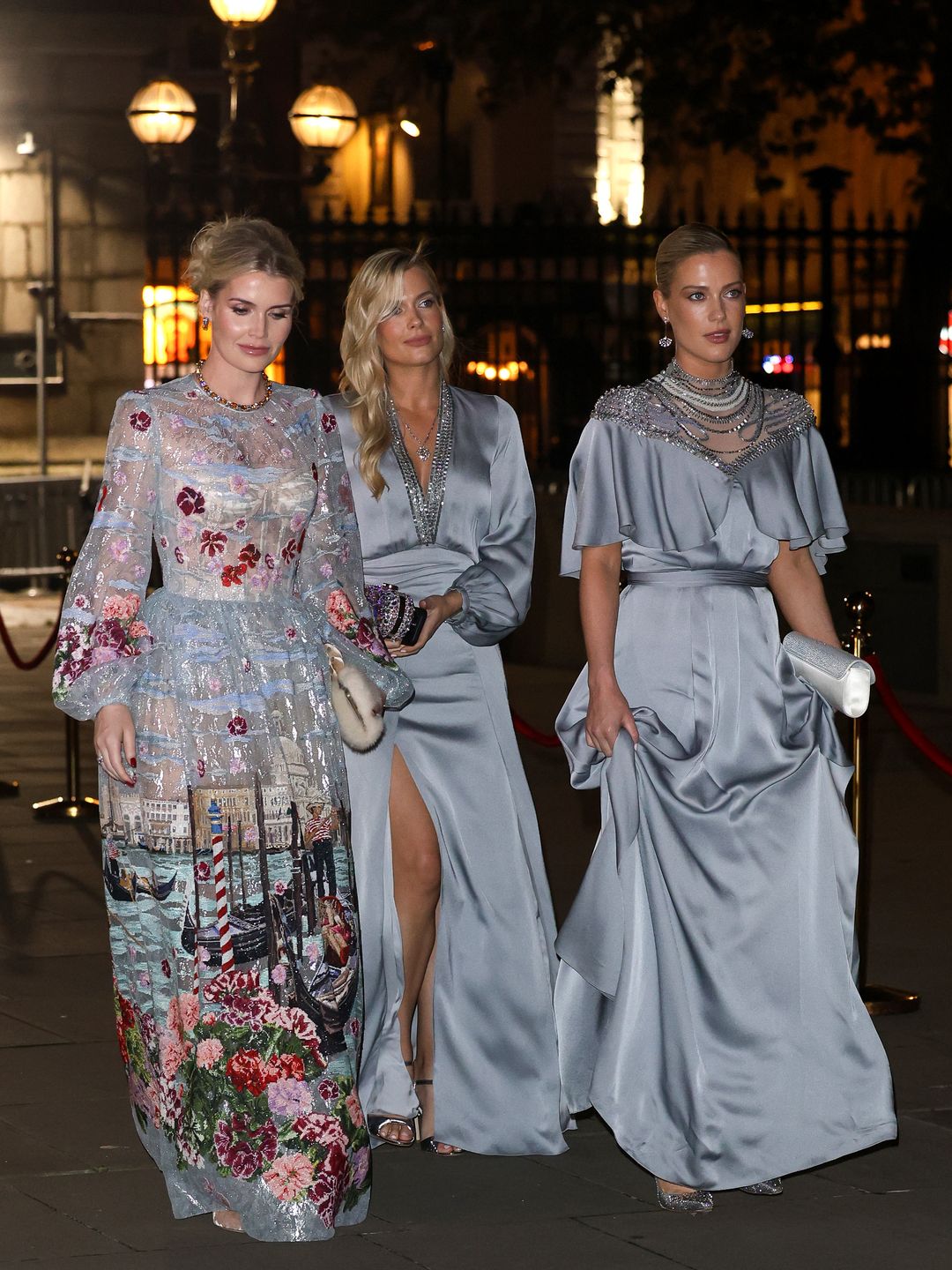 Lady Kitty Spencer walking with Lady Eliza and Lady Amelia Spencer