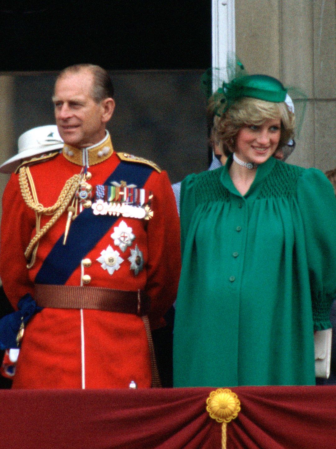 Prince Philip standing next to a pregnant Princess Diana