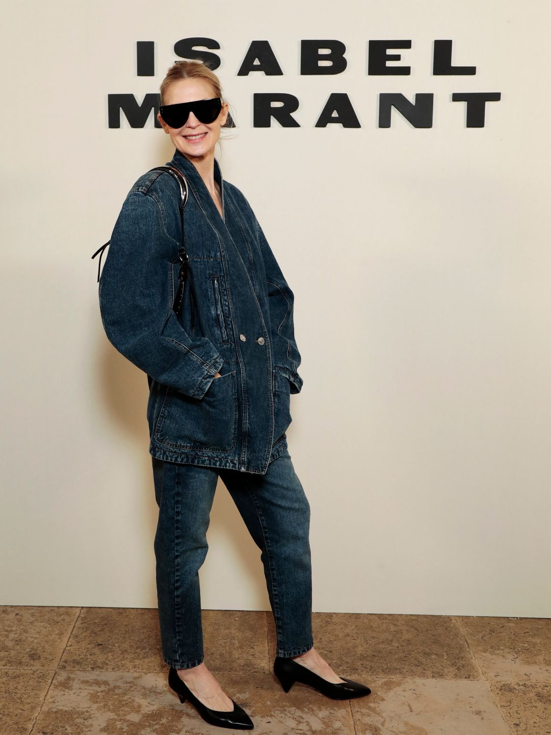 Kelly Rutherford wearing double denim at the Isabel Marant AW24 show