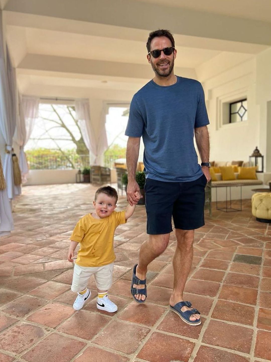 Jamie Redknapp with his youngest son, Raphael