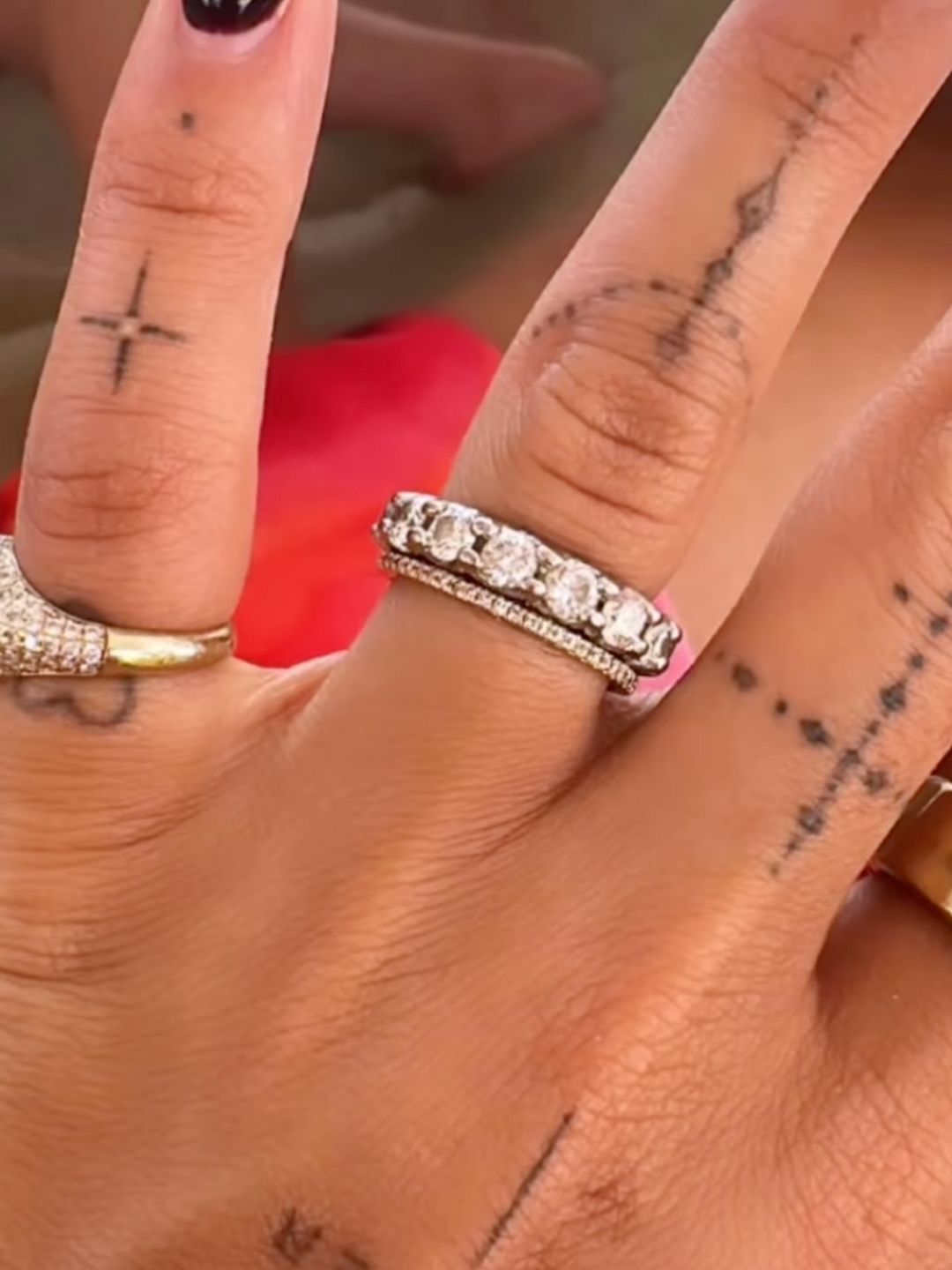 Rita Ora shared a glimpse of her diamond wedding band