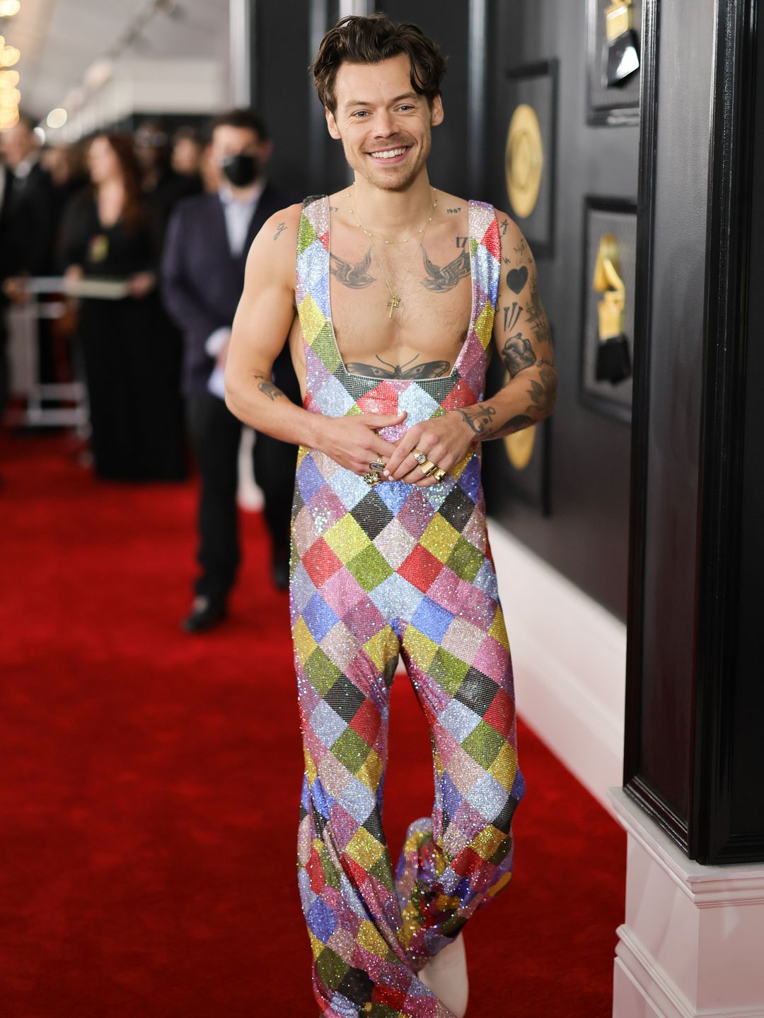 harry styles colourful jumpsuit