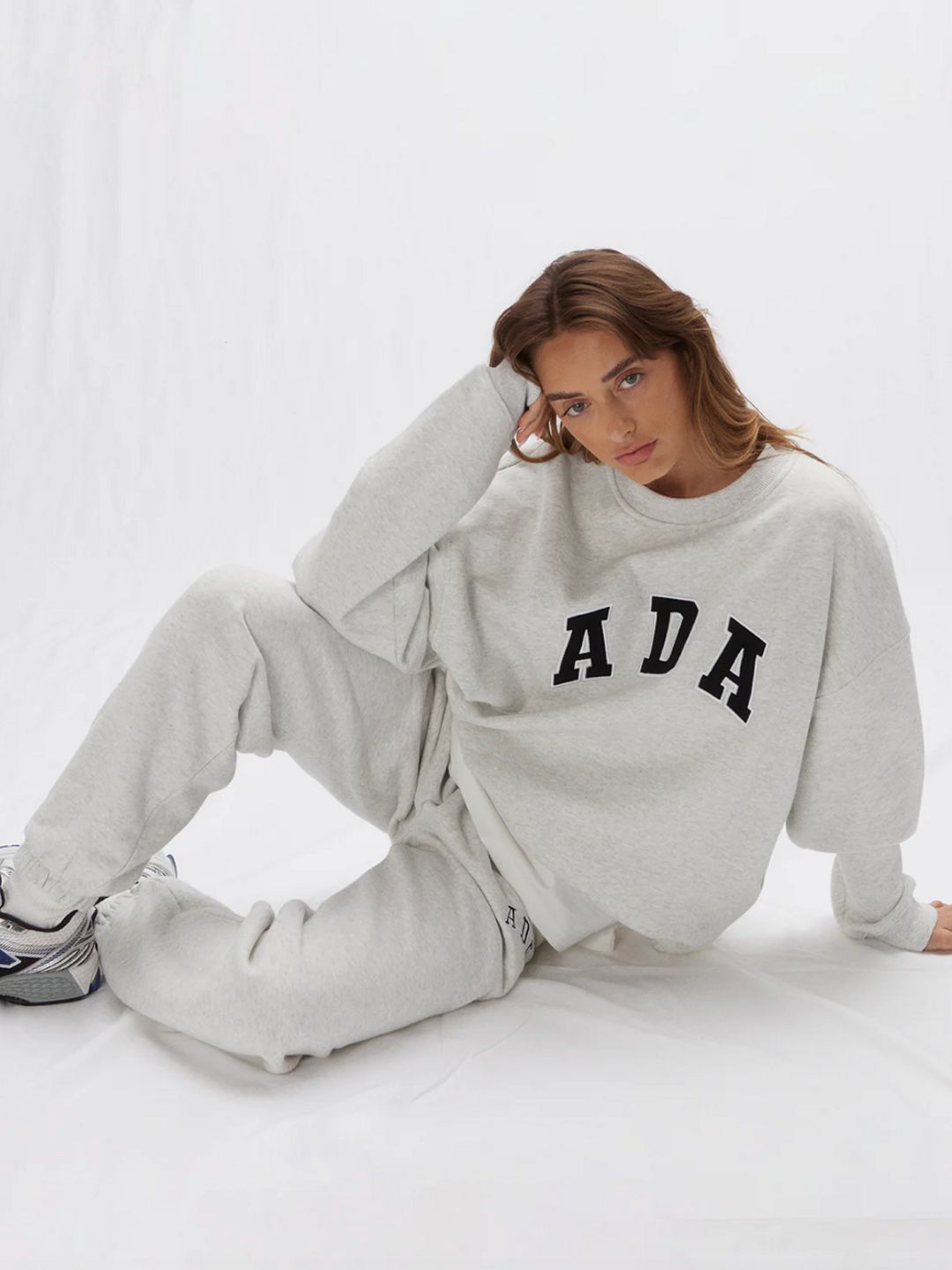 Pilates Princess Oversized Hooded Sweatshirt in Light Grey Melange