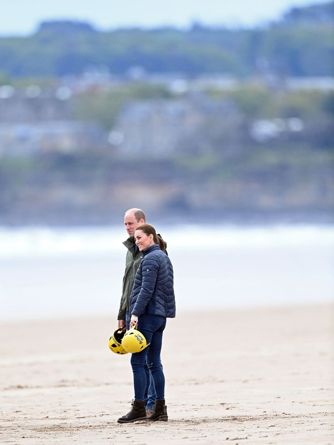 kate and william standing on beach on west sands