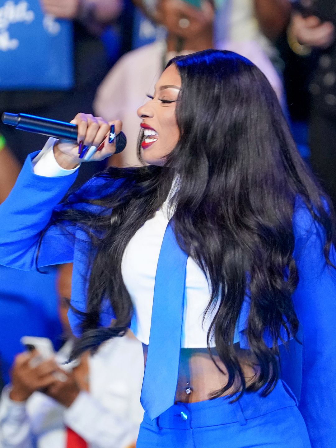 Megan Thee Stallion performs onstage at a campaign rally for Democratic presidential candidate, U.S. Vice President Kamala Harris at the Georgia State Convocation Center on July 30, 2024 in Atlanta, Georgia.