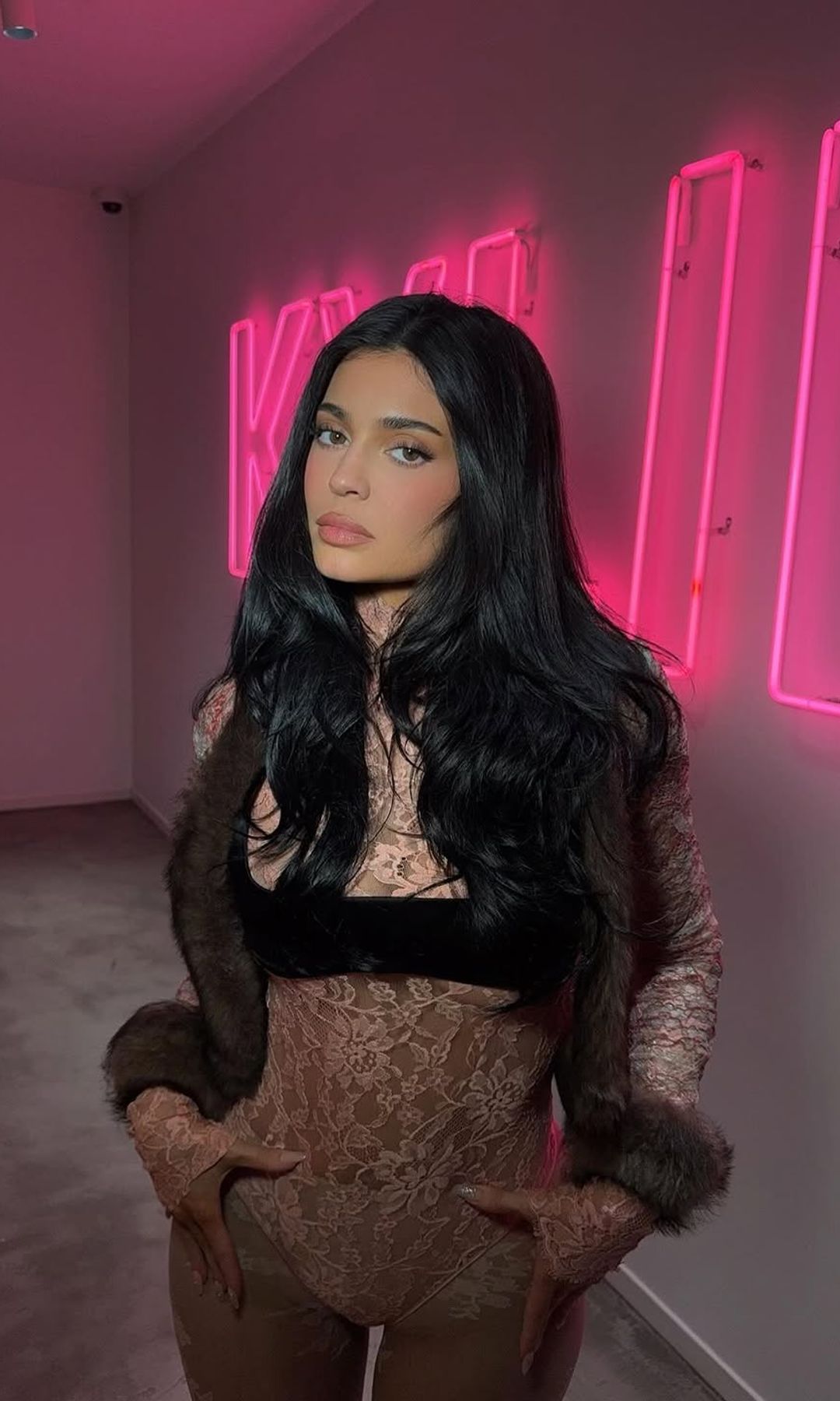 Kylie jenner in a lace jumpsuit 
