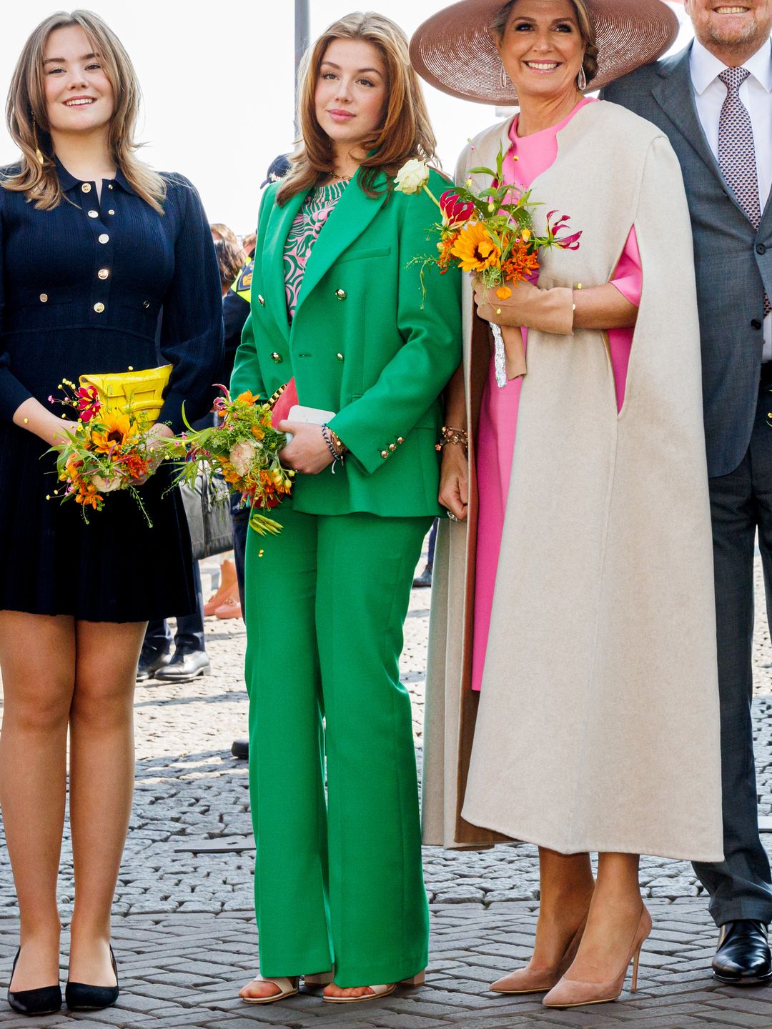 Princess Ariane of The Netherlands, Princess Alexia of The Netherlands, Queen Maxima of The Netherlands, King Willem-Alexander of The Netherlands and Princess Amalia of The Netherlands attend the Kingsday celebration in the city center on April 27, 2022 in Maastricht, Netherlands. Kingsday is the national celebration of the Kings Birthday. (Photo by P van Katwijk/Getty Images)