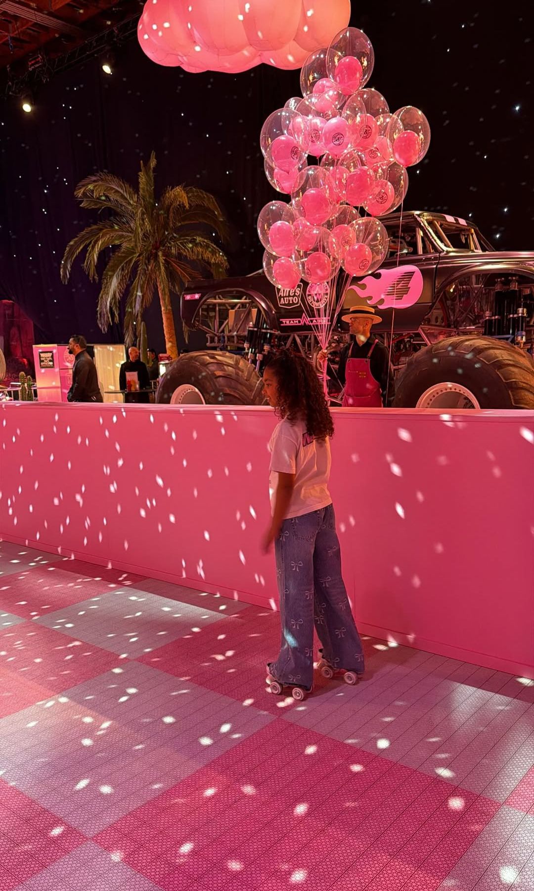 True Thompson skates at her cousins Stormi and Aire Webster's birthday party, shared on Instagram