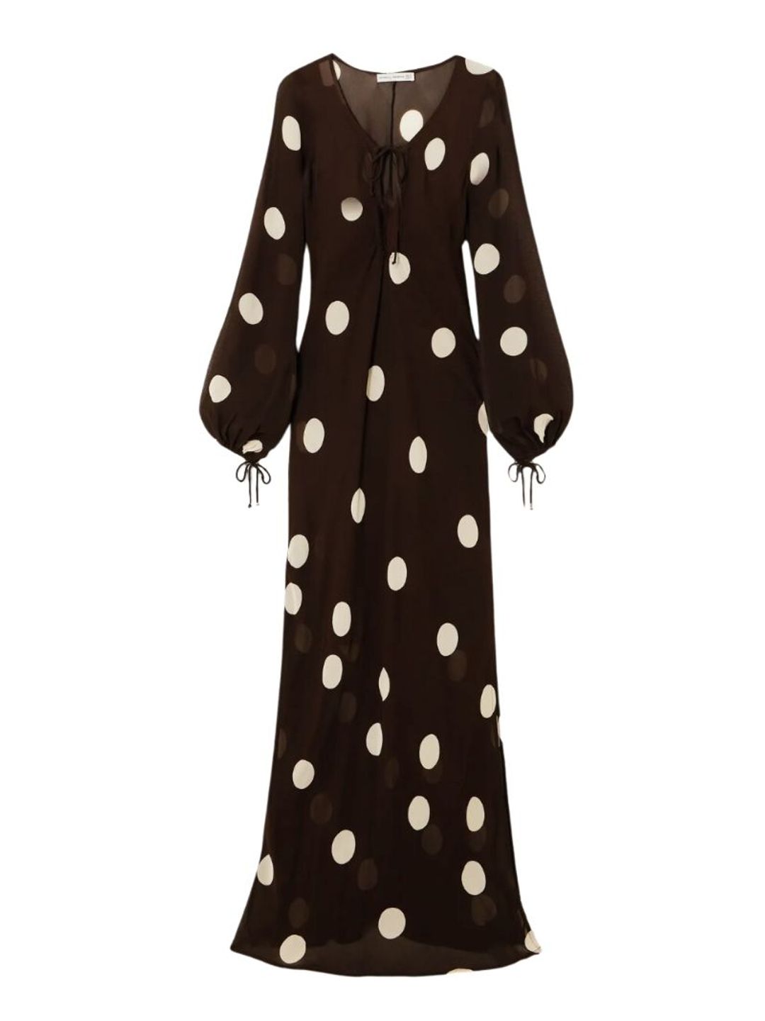 Brown and white polka dot maxi dress