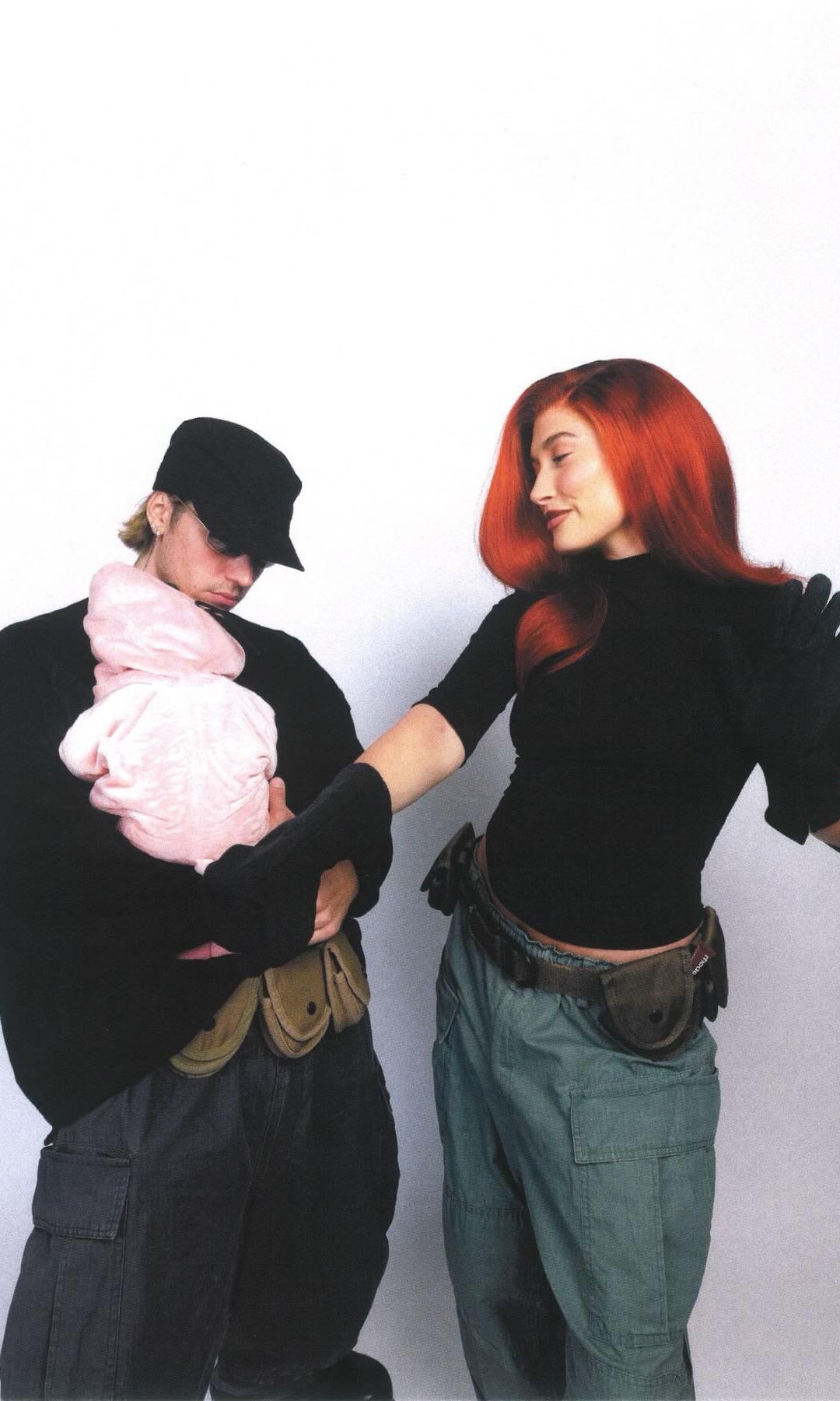 Justin and Hailey Bieber dress up as Kim Possible and her BFF Ron, while their newborn son was Rufus the naked mole-rat