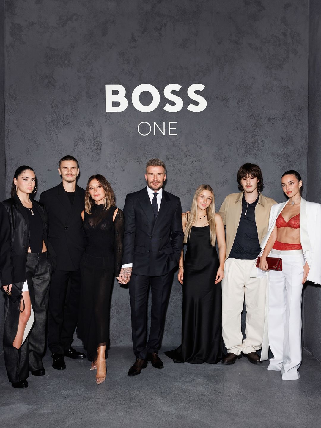 David Beckham with Victoria, Harper, Romeo and Cruz at BOSS One launch in London 