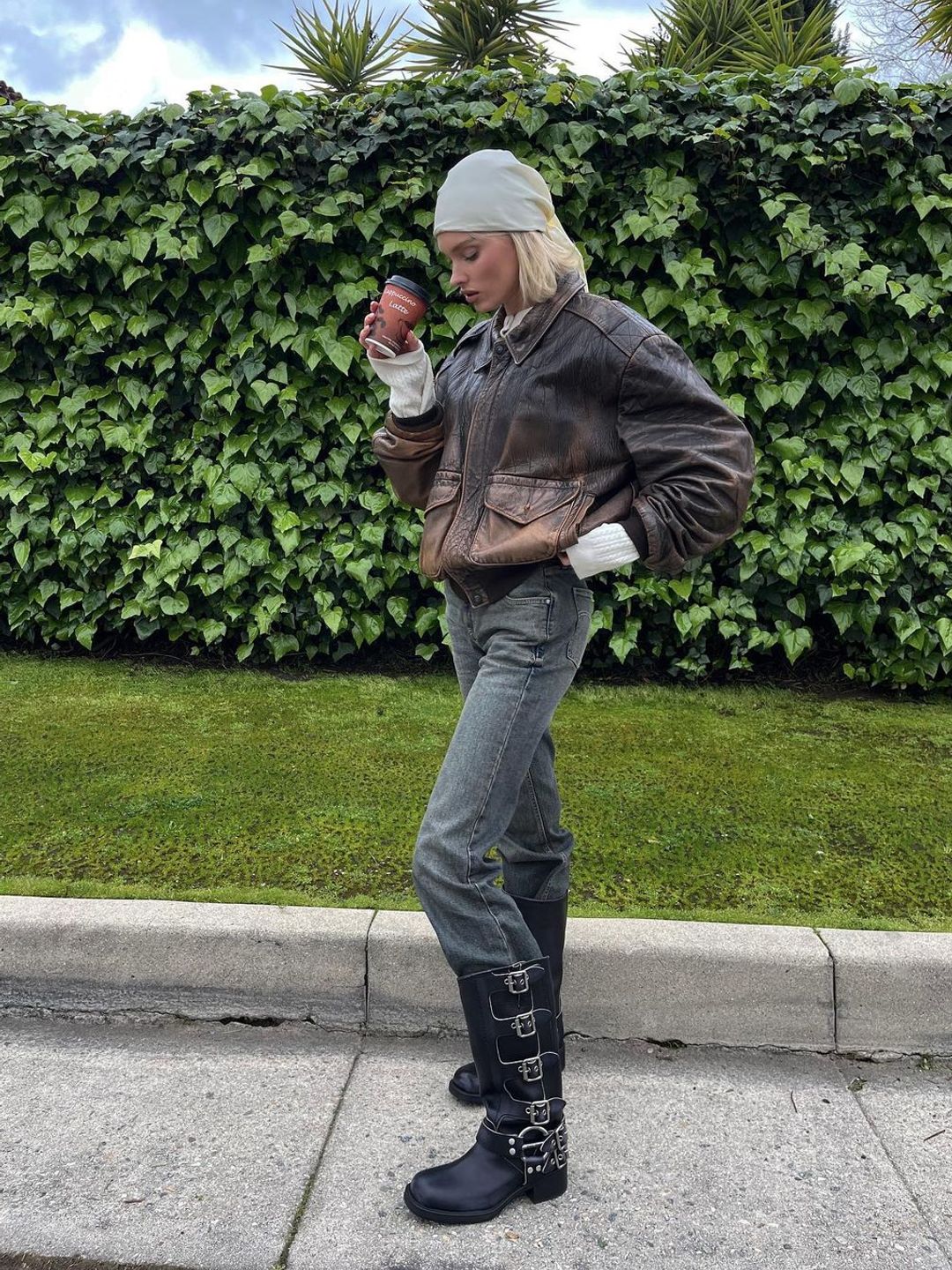 Elsa Hosk styled hers with an ombre leather jacket