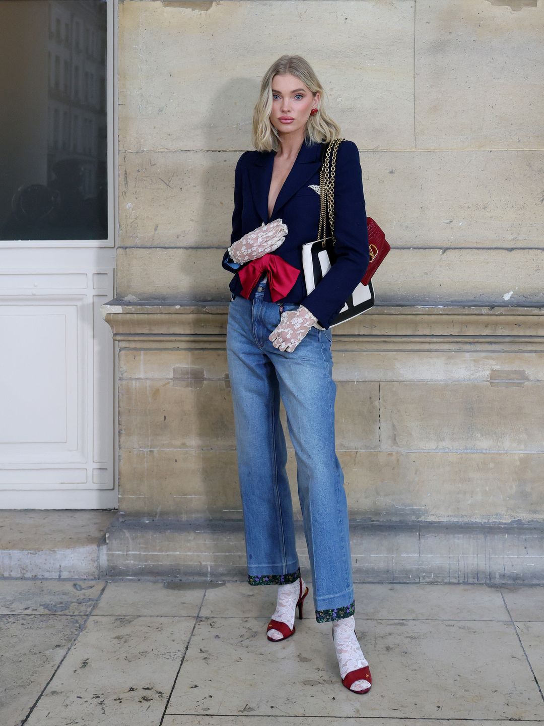 Elsa Hosk attends Vertigeneux, the Valentino Haute Couture Spring-Summer 2025 show as part of Paris Fashion Week on January 29, 2025 in Paris, France.