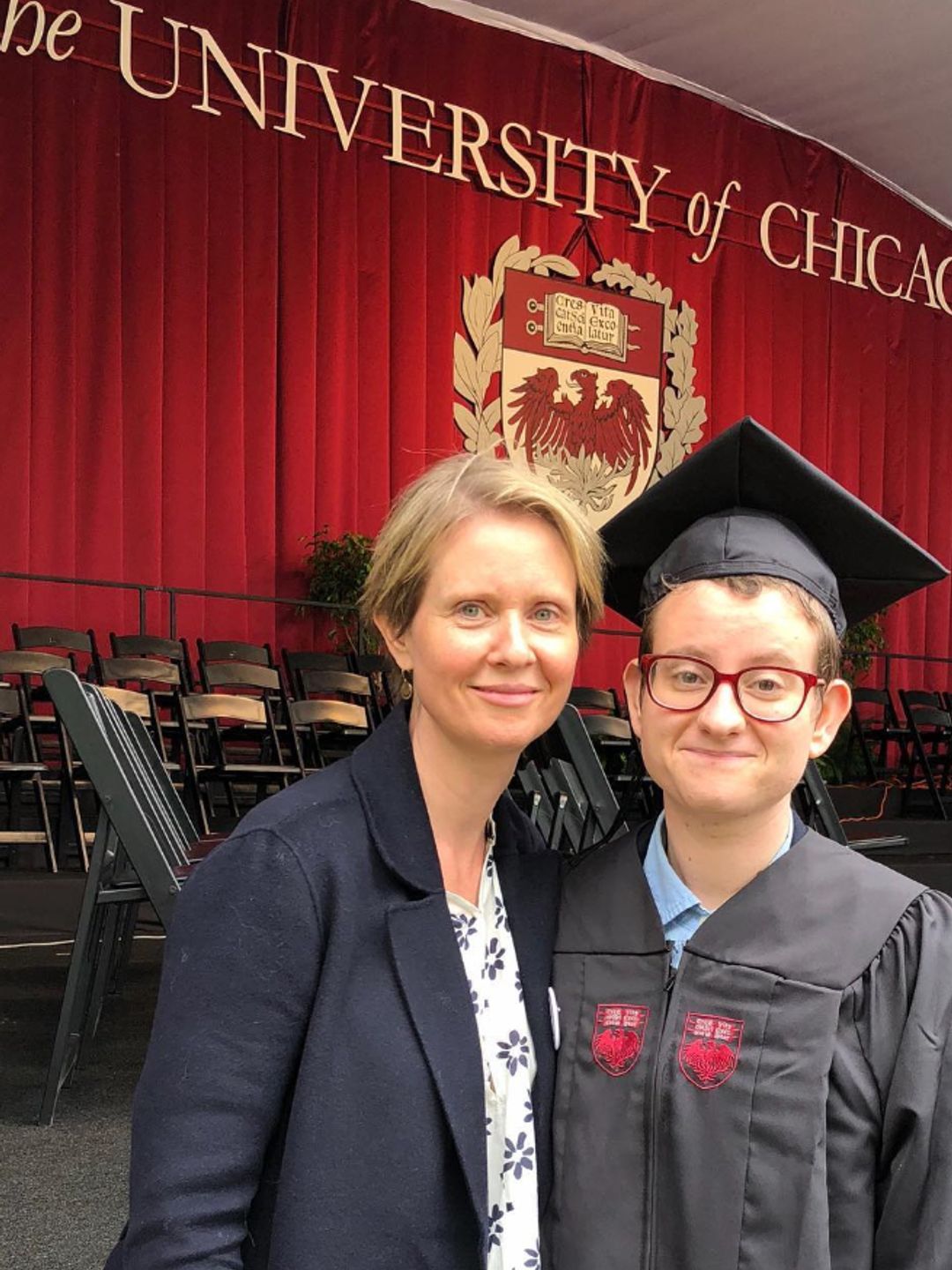 Cynthia Nixon and son at his graduation