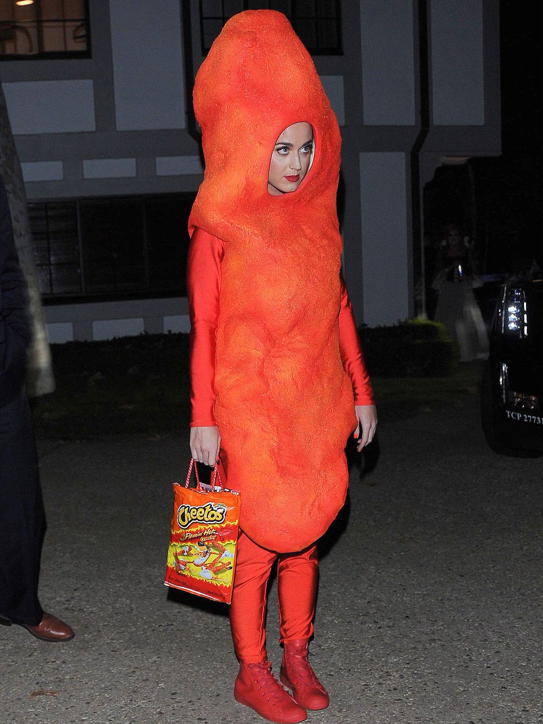 Katy Perry dressed as a cheeto 
