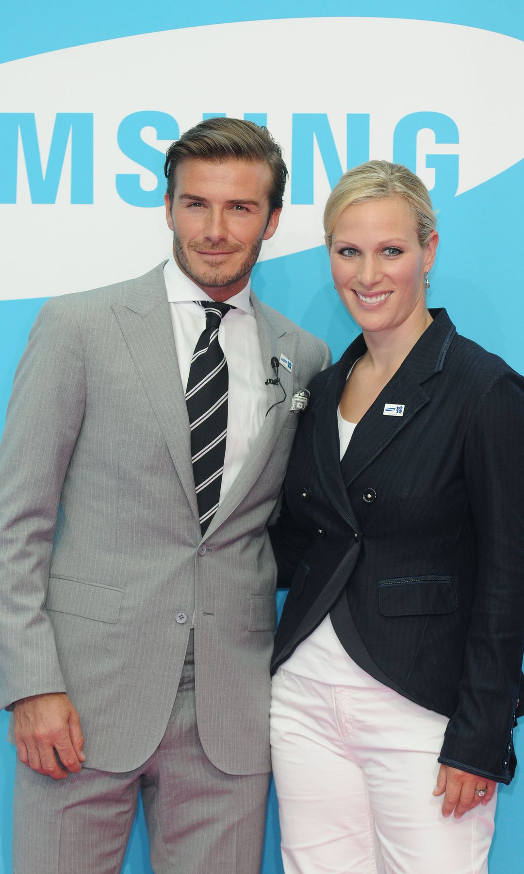 David Beckham standing with Zara Tindall