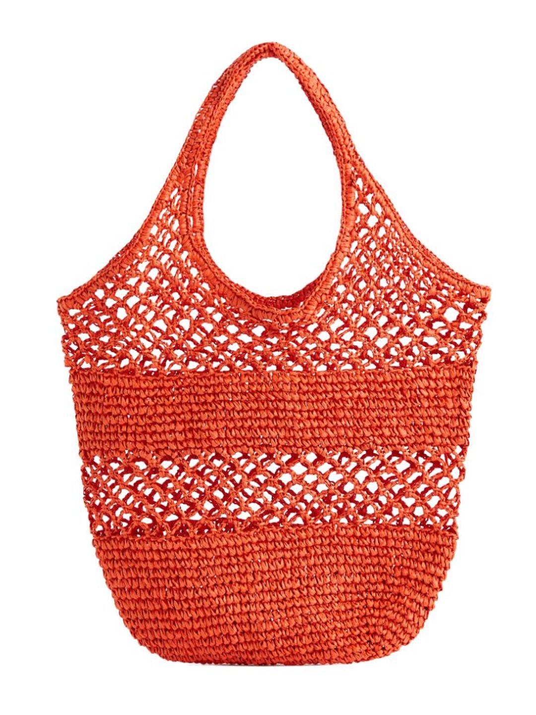 H&M orange crochet tote bag 