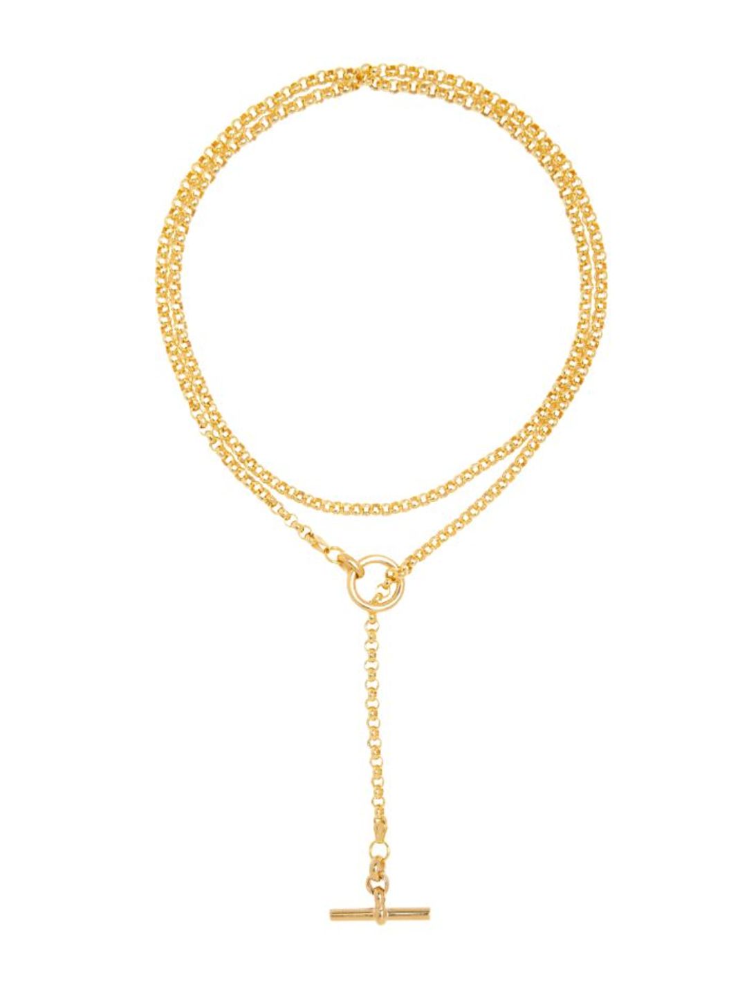 Gold T-bar necklace 
